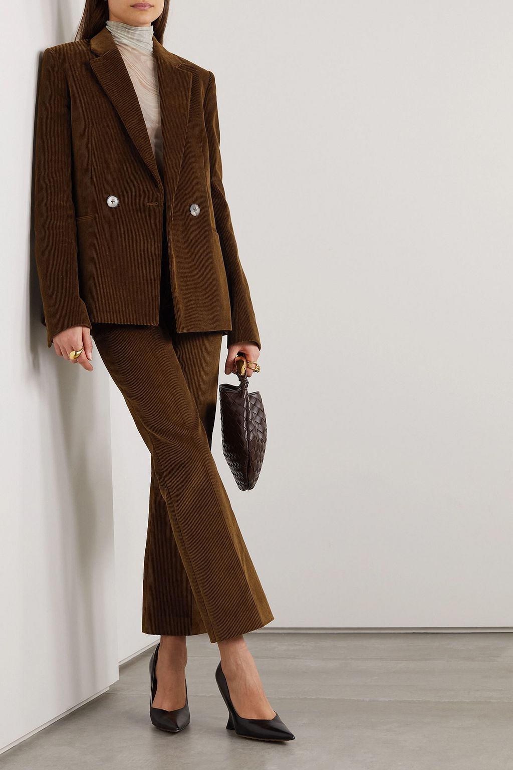 PETAR PETROV بليزر Smart بصفين من الأزرار من قطن المخمل المضلع