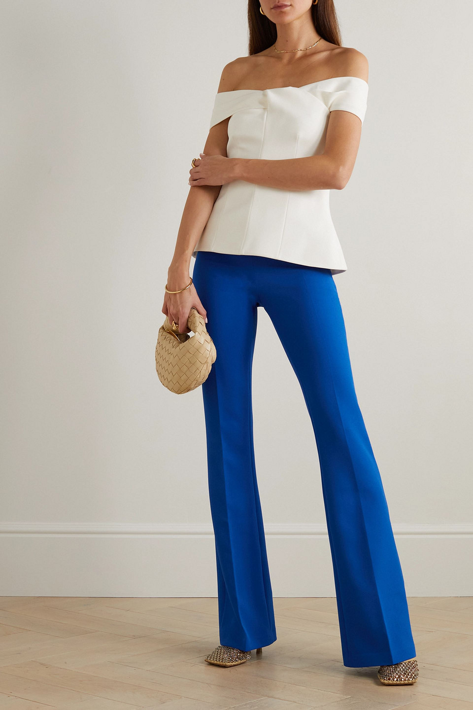 【Safiyaa】 Alexa high-riseフレアクレープパンツ Safiyaa Alexa stretch-crepe flared pants | Smart Closet