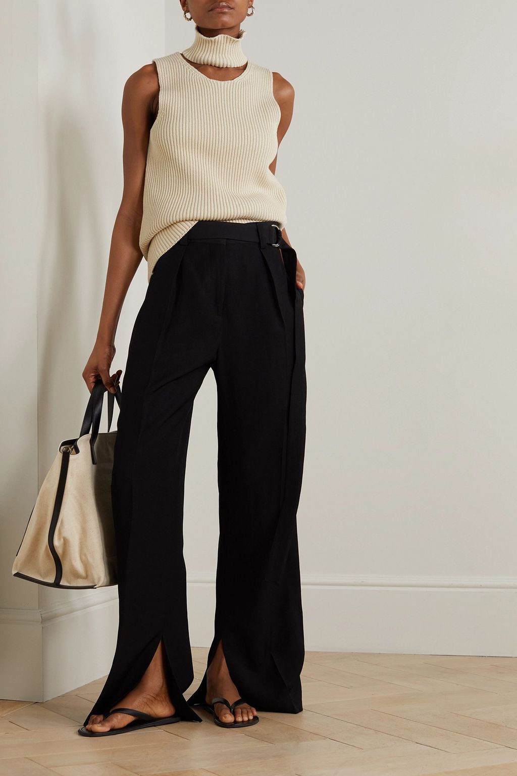 JIL SANDER Wandelbares Tanktop aus einer gerippten Baumwollmischung mit Cut-out