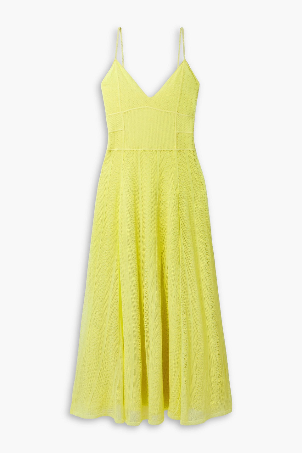 Jason Wu Pointelle-knit Midi Dress In Pastel Yellow