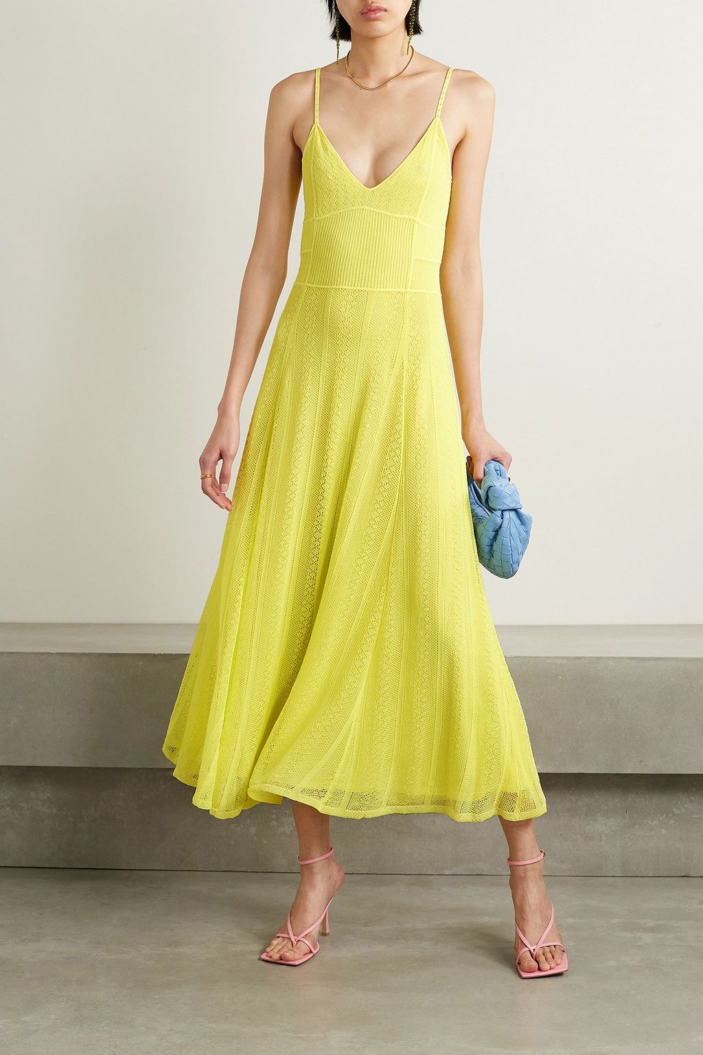 JASON WU COLLECTION فستان متوسّط الطول بحبكة بوانتيل