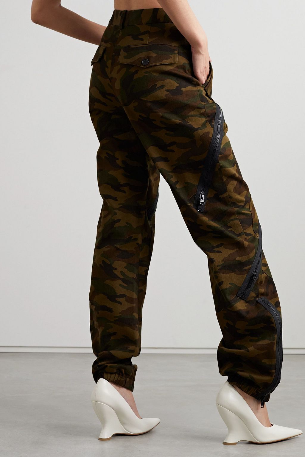 MONSE Zip-detailed camouflage-print cotton-twill tapered cargo pants