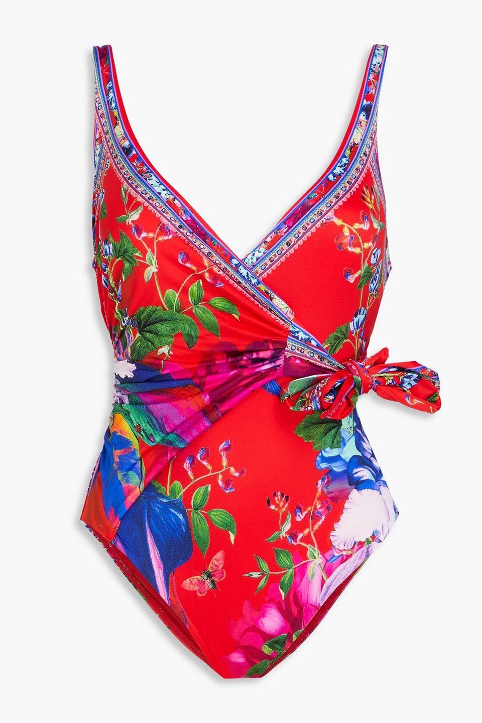 Camilla Tie-detailed Printed Swimsuit In Red