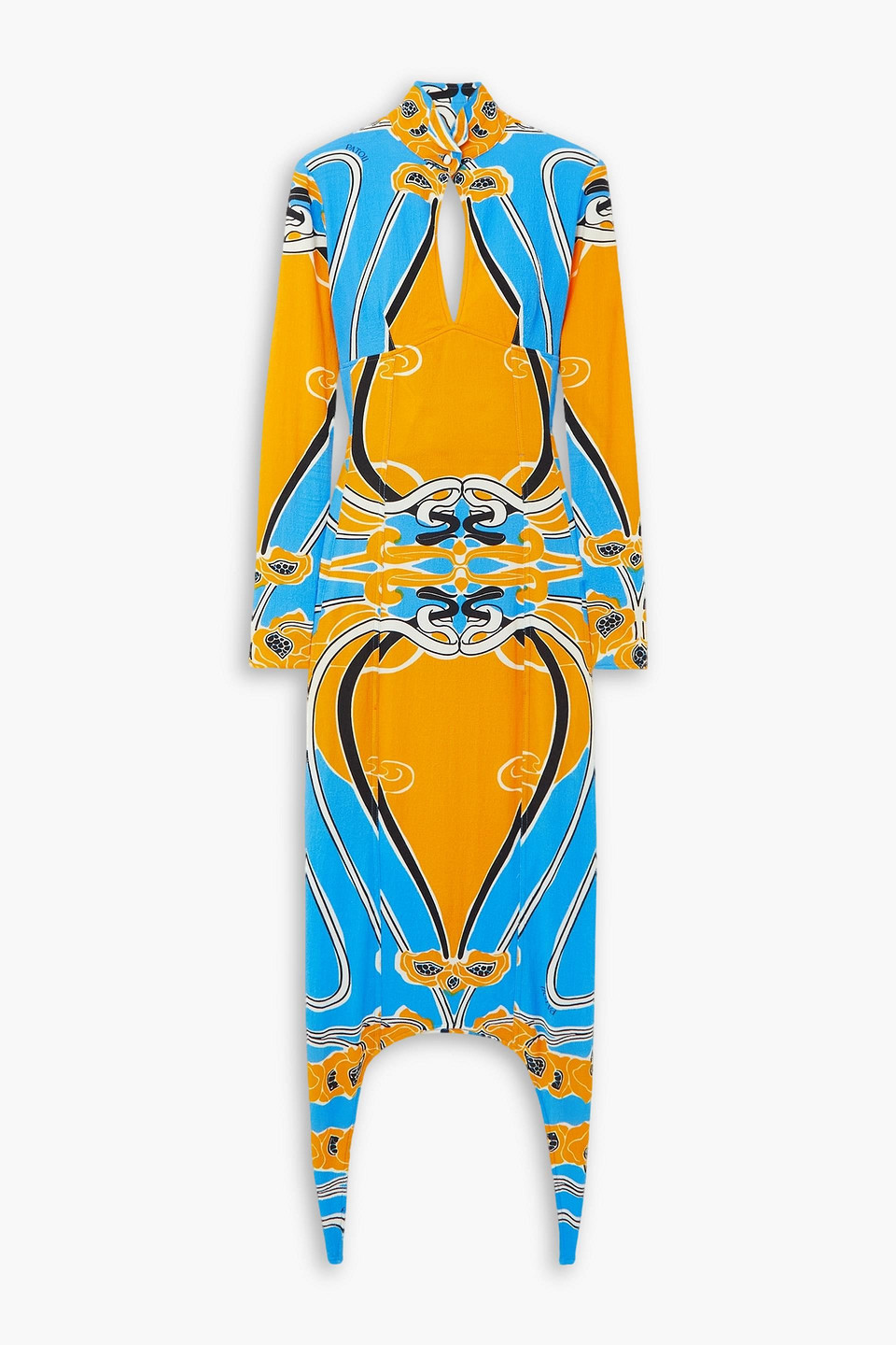 Patou Bold Print Cut-out Midi Dress In Marigold