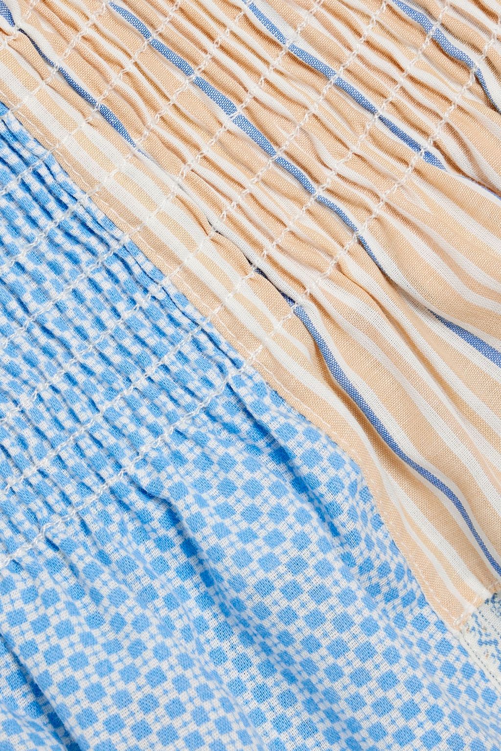 RE/DONE 70s shirred patchwork checked cotton top