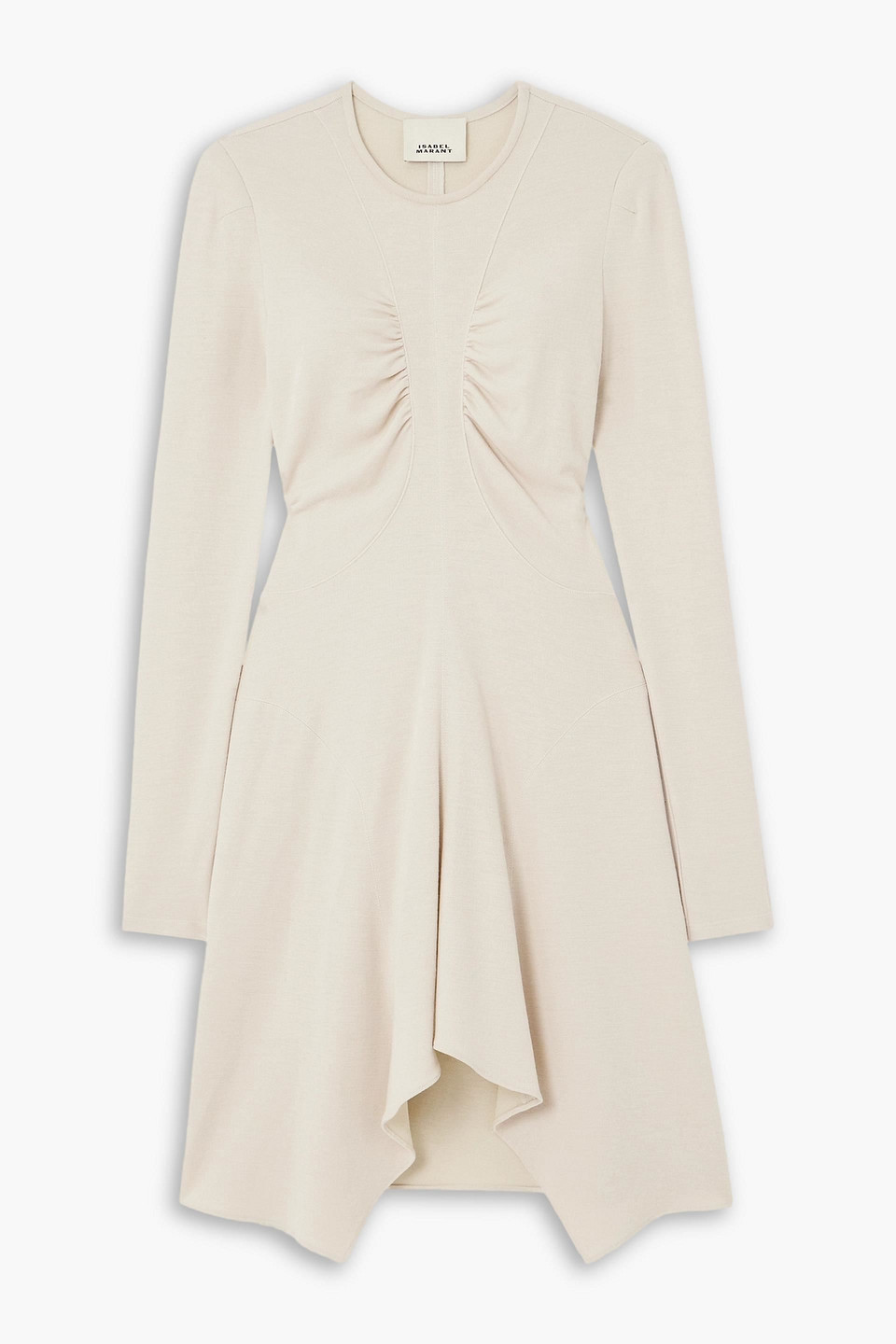 Isabel Marant Devane Asymmetric Gathered Knitted Midi Dress In Beige