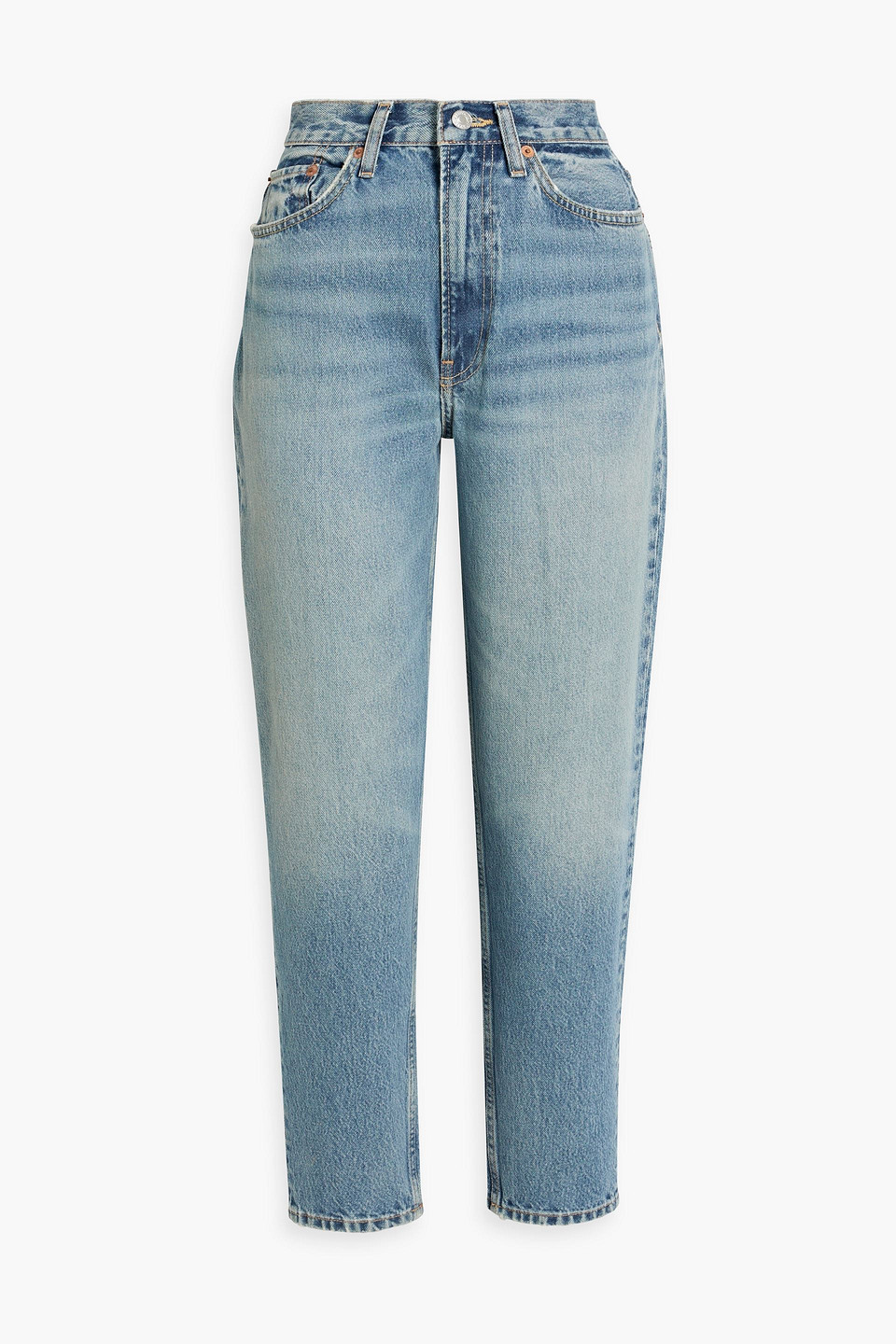 Re/done High-rise Tapered Jeans In Light Denim