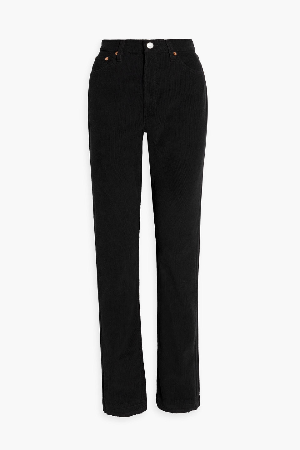 Re/done Cotton-corduroy Bootcut Pants In Black