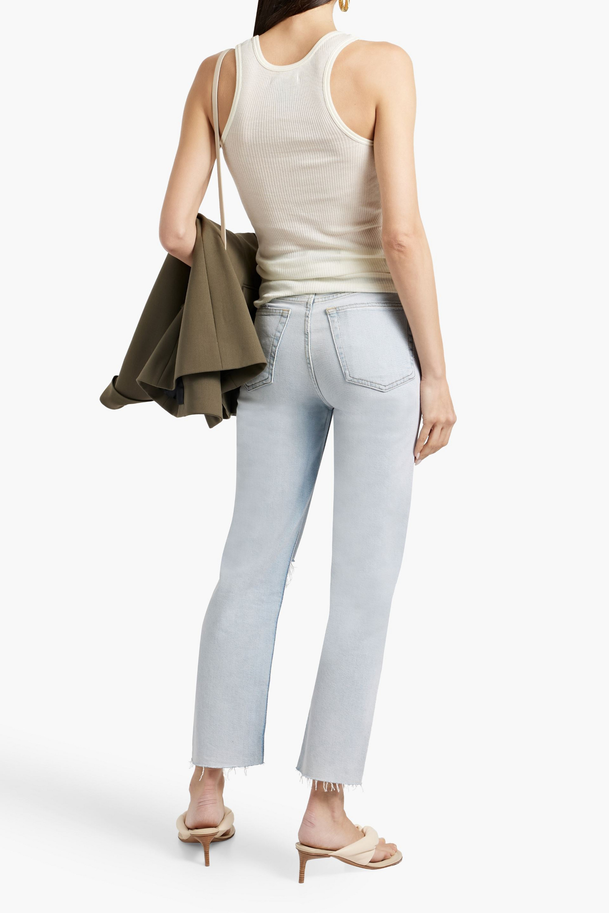 RE/DONE 70s Stove Pipe cropped distressed high-rise straight-leg jeans