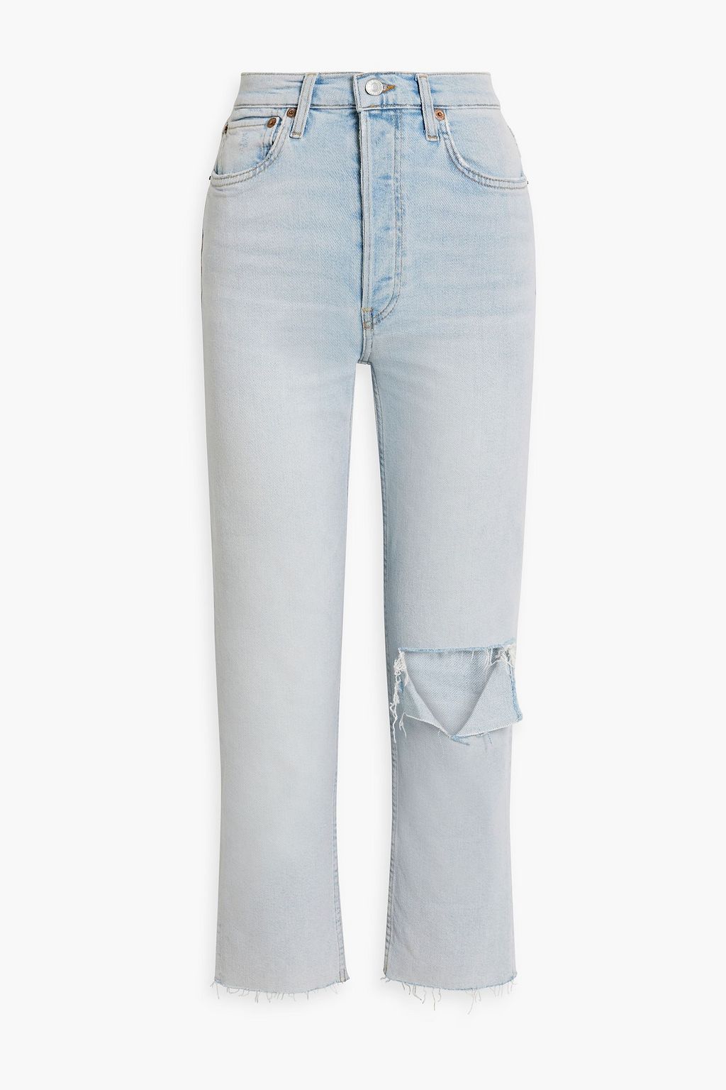 RE/DONE 70s Stove Pipe cropped distressed high-rise straight