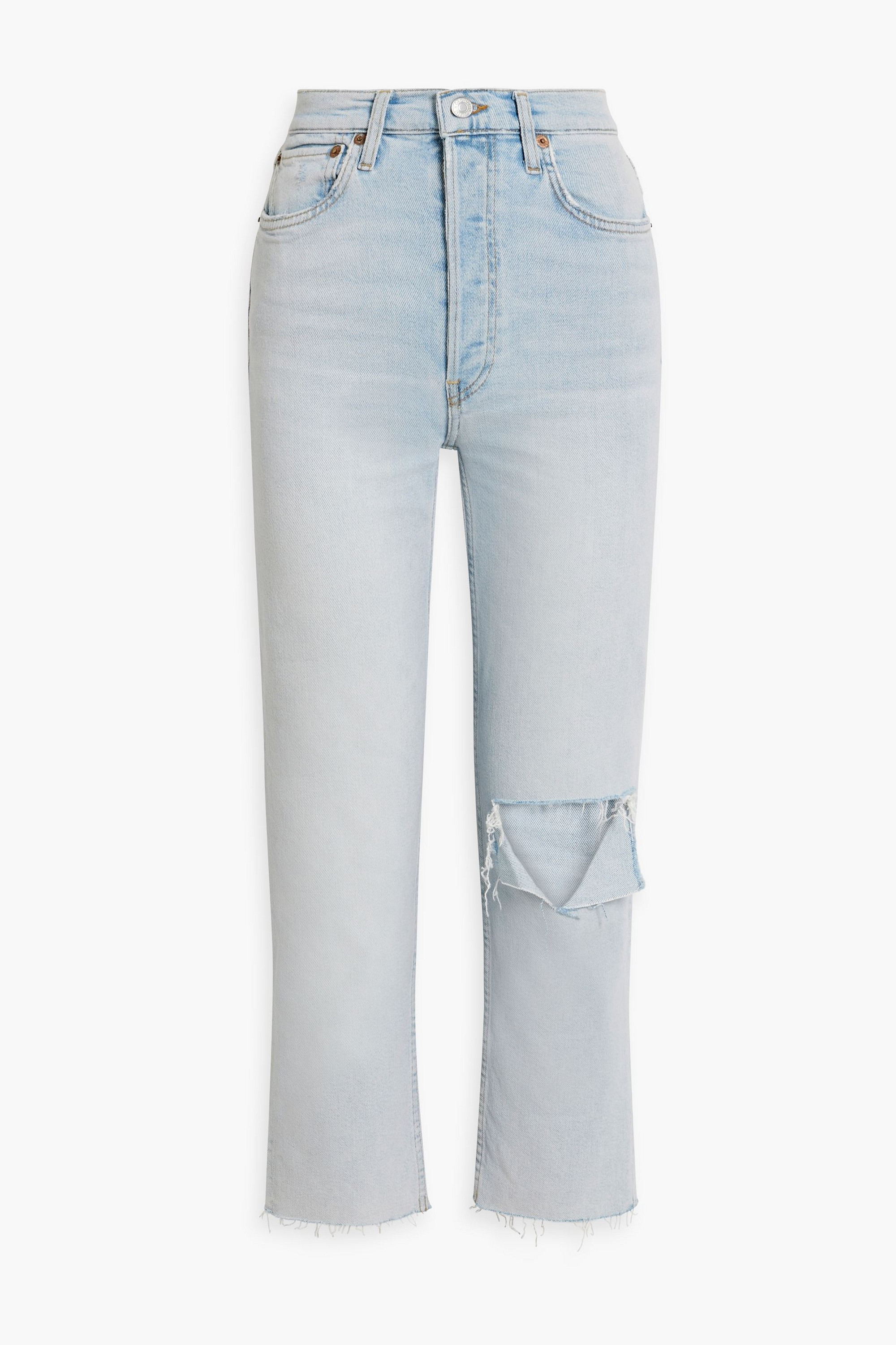 RE/DONE 70s Stove Pipe cropped distressed high-rise straight-leg jeans