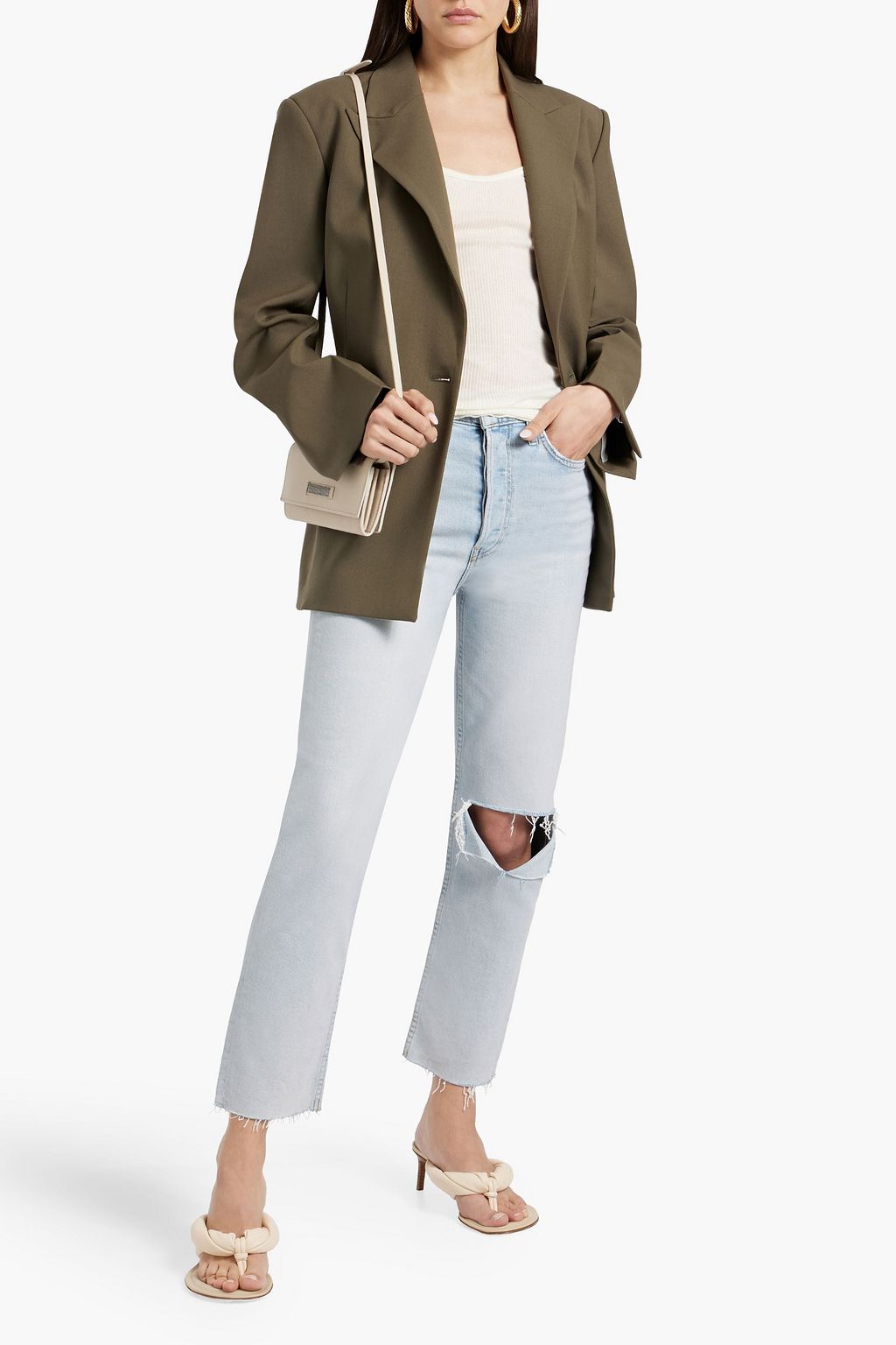 RE/DONE 70s Stove Pipe cropped distressed high-rise straight-leg jeans
