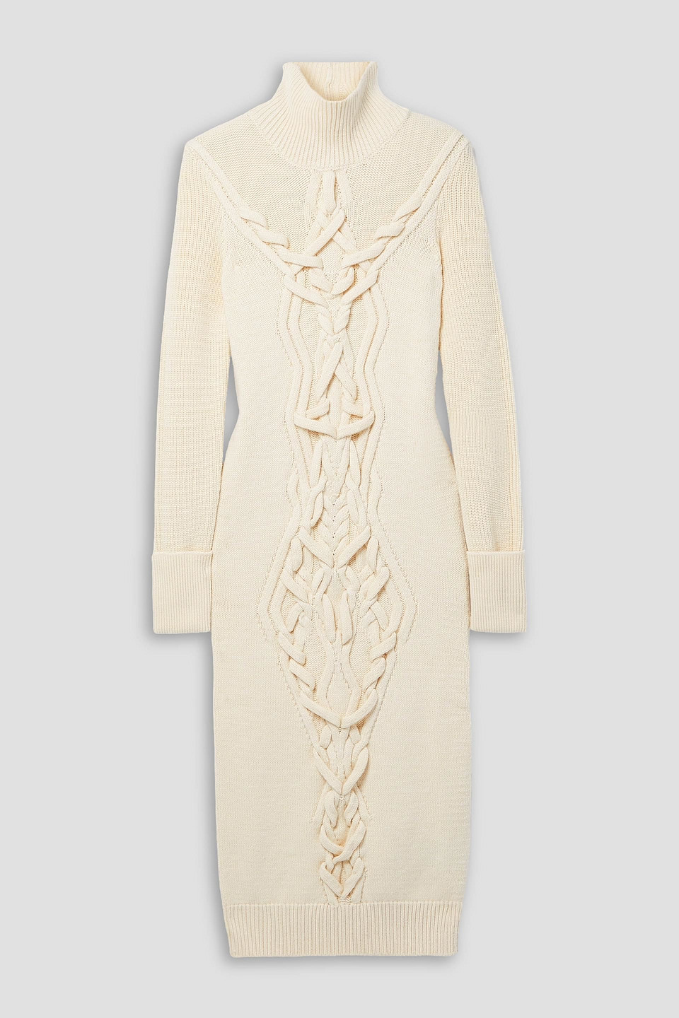 Adrienne cable-knit merino wool-blend turtleneck midi dress