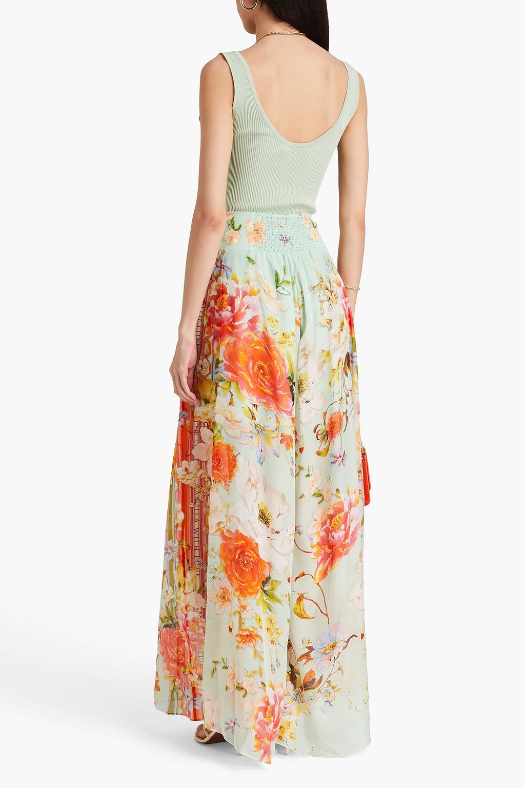 CAMILLA Bedruckte Hose mit weitem Bein aus Seidenchiffon