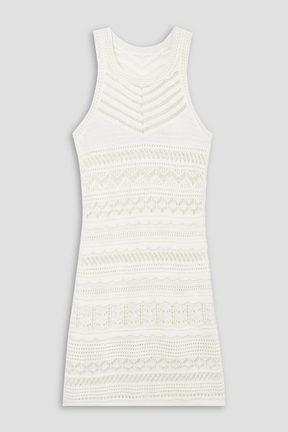 Isabel Marant Ava Pointelle-knit Cotton-blend Mini Dress In Weiss