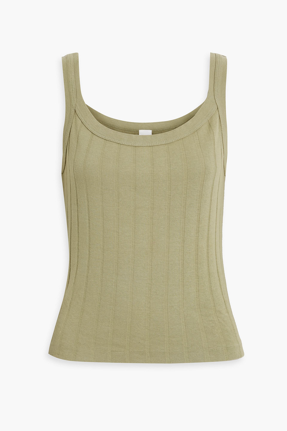 Re/done 90s Ribbed Cotton-jersey Tank In Sage Green