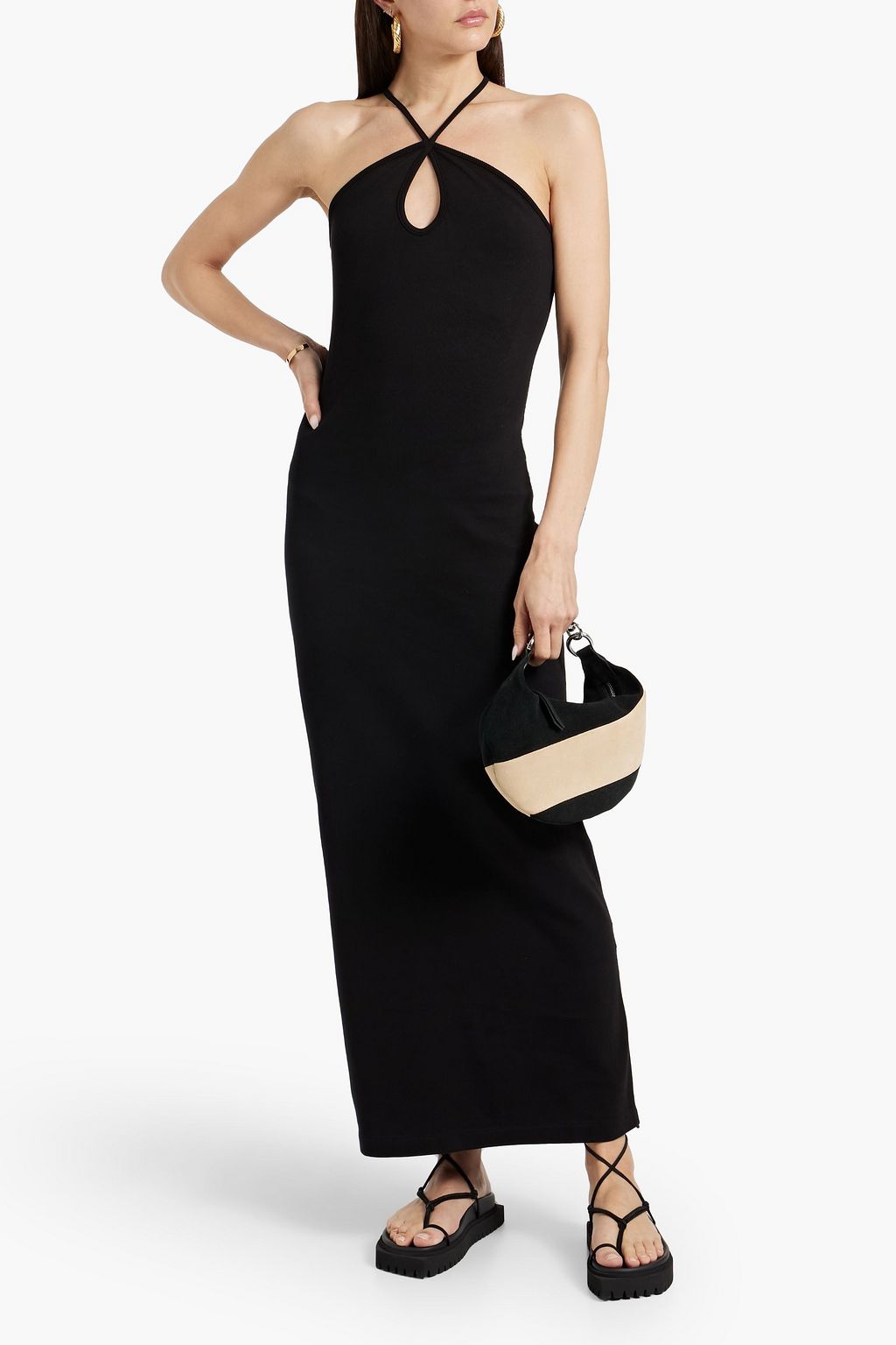 RE/DONE Cutout ribbed stretch-cotton jersey maxi dress