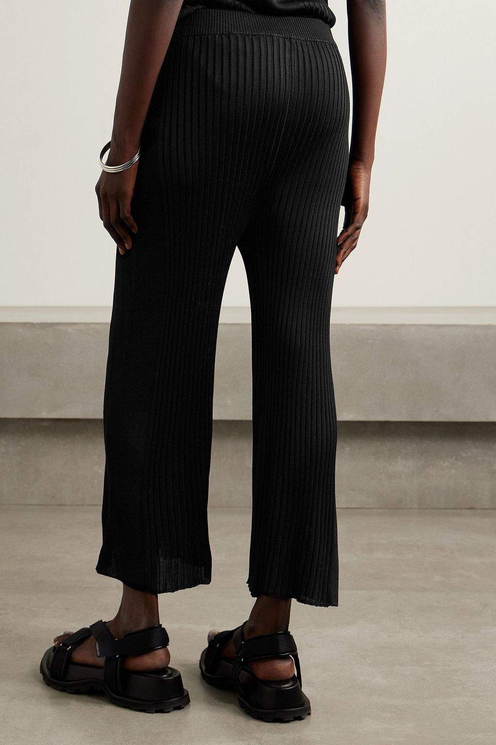 JIL SANDER Ribbed-knit straight-leg pants