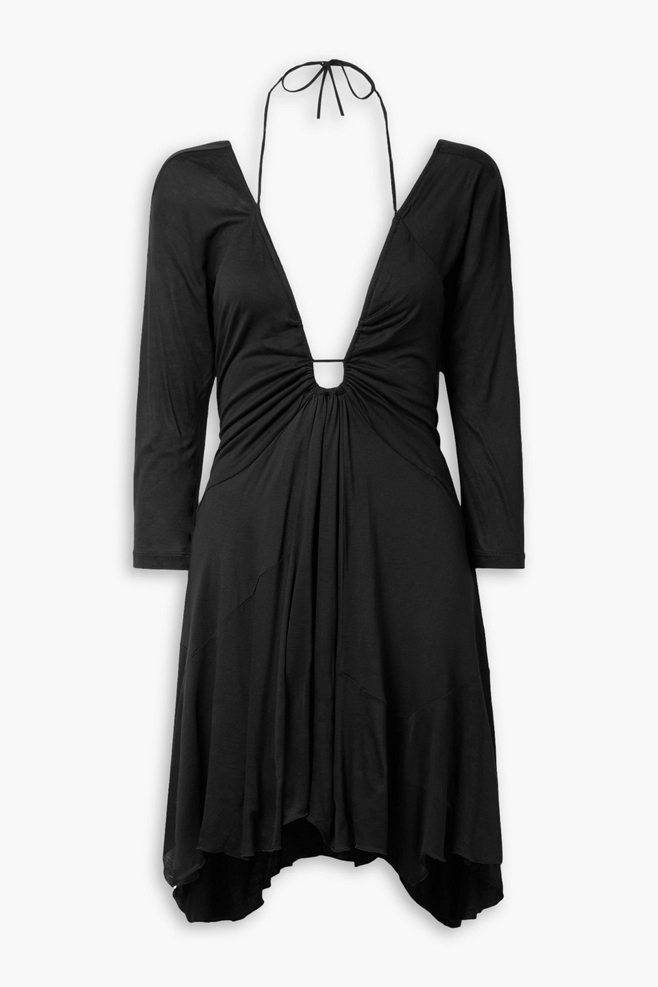 Isabel Marant Fabuela Asymmetric Gathered Stretch-jersey Mini Dress In Schwarz