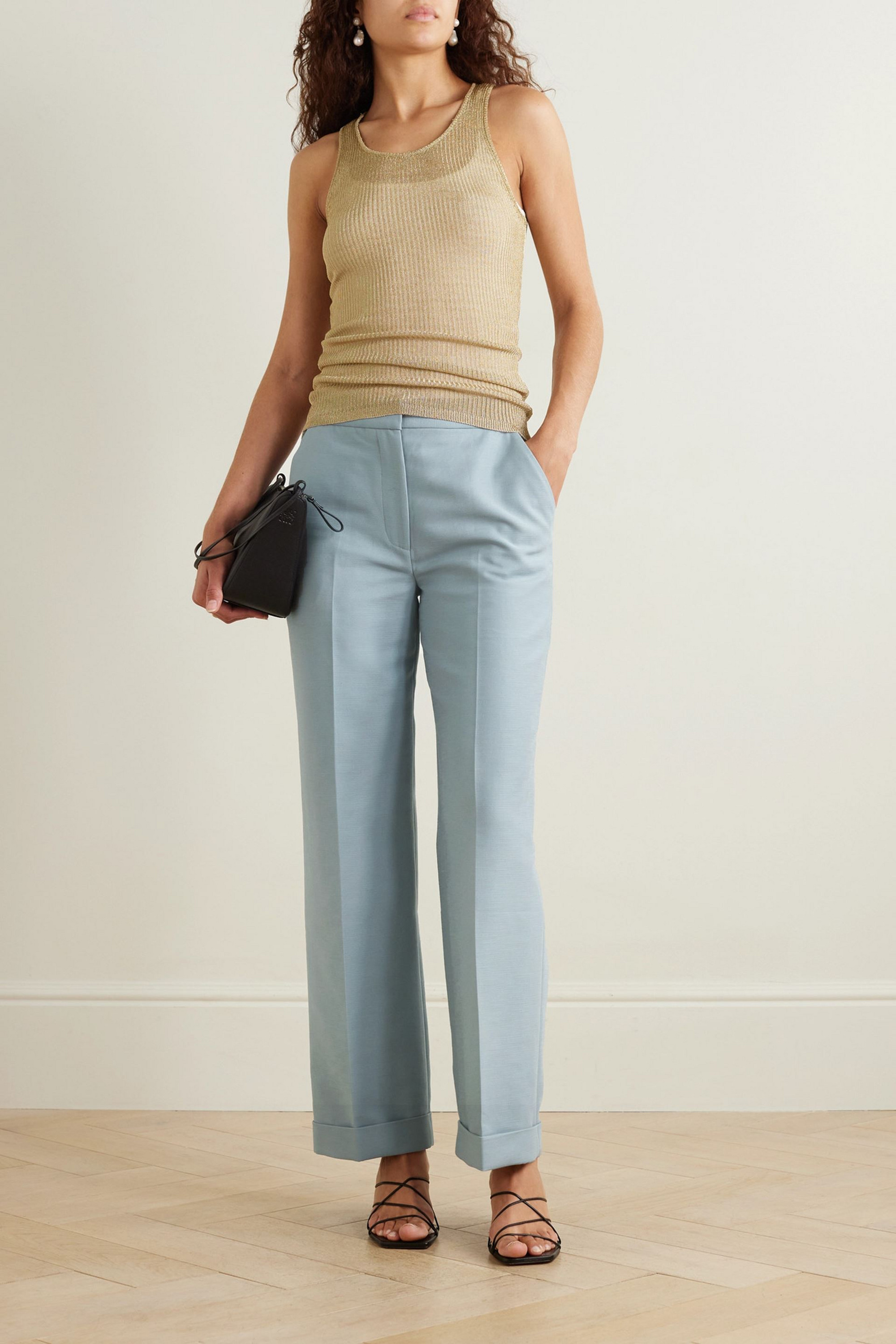 Interior Nico pleated cotton wide-leg pants