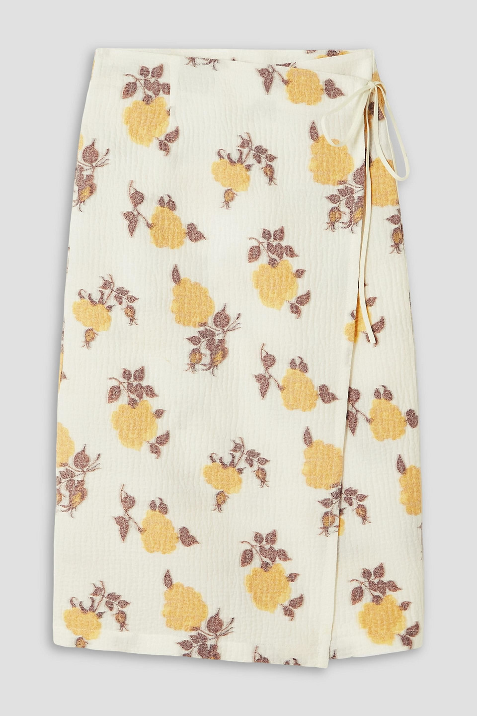 Romeo floral-jacquard midi wrap skirt