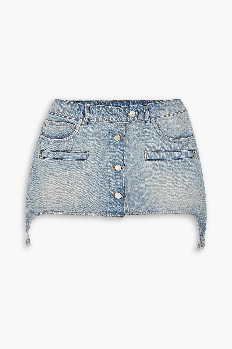 Courrèges Buckle-embellished Embroidered Denim Mini Skirt In Light Denim