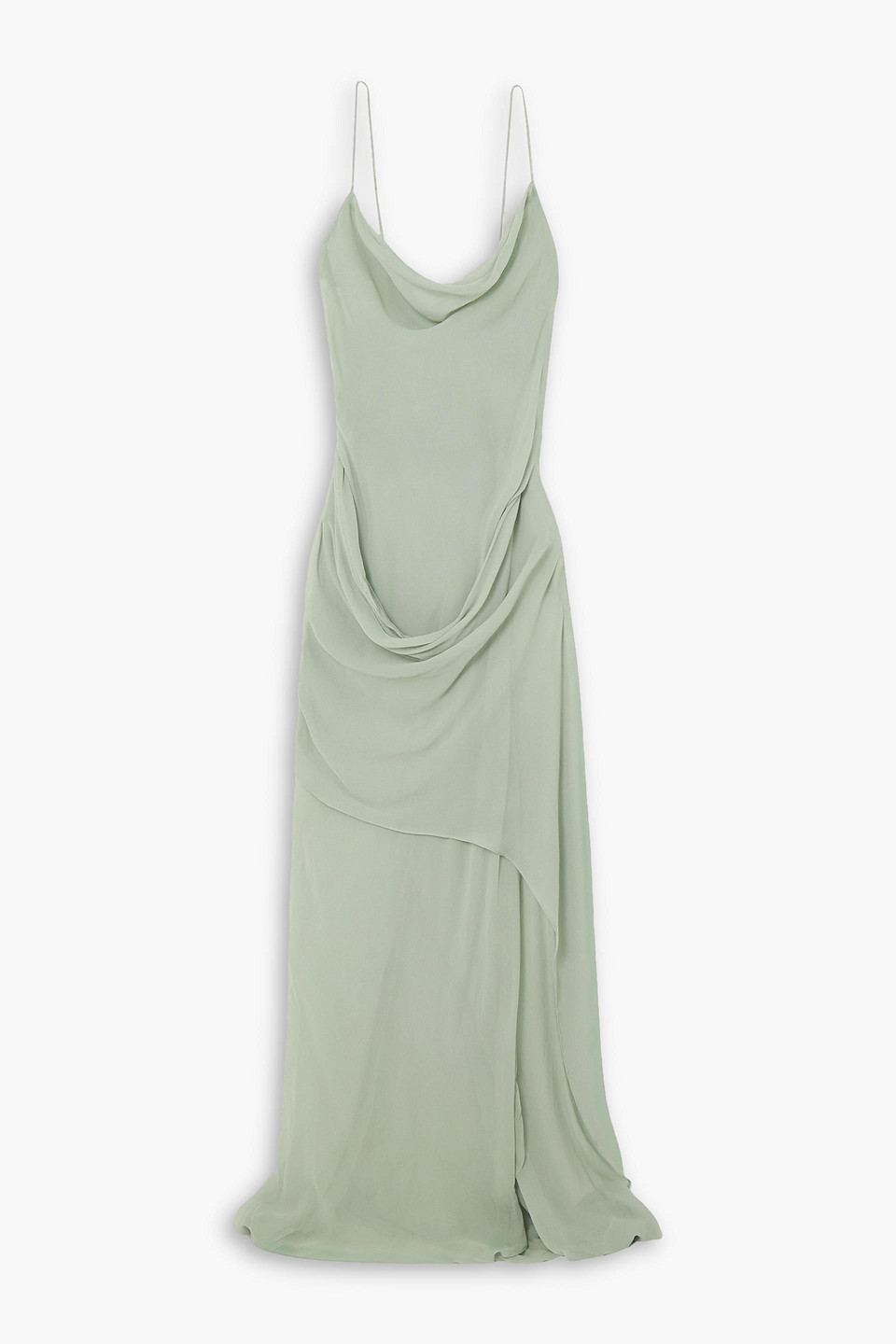 Christopher Esber Draped Silk-georgette Maxi Dress In Sage Green