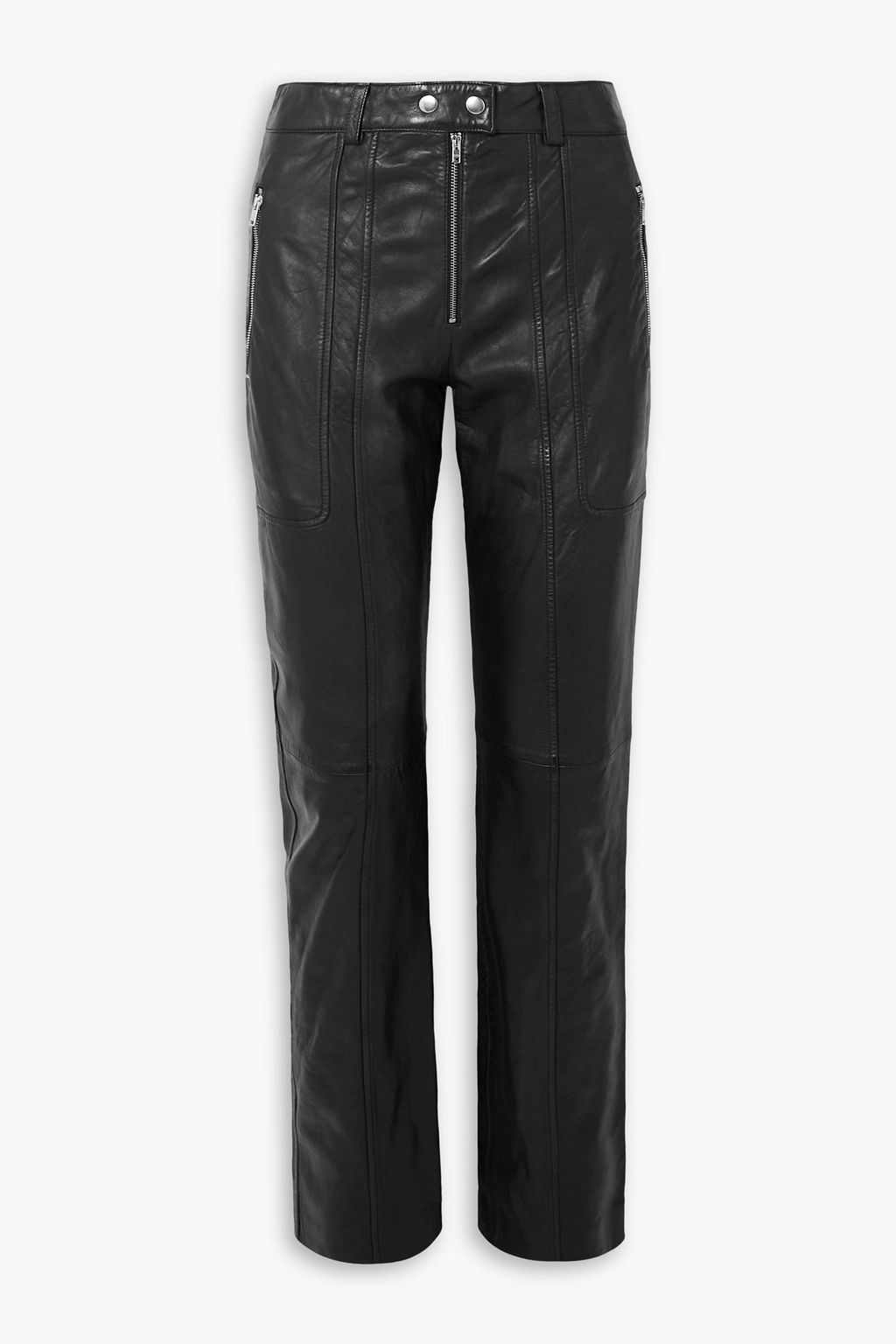 Anazia paneled leather slim leg pants black FR 34