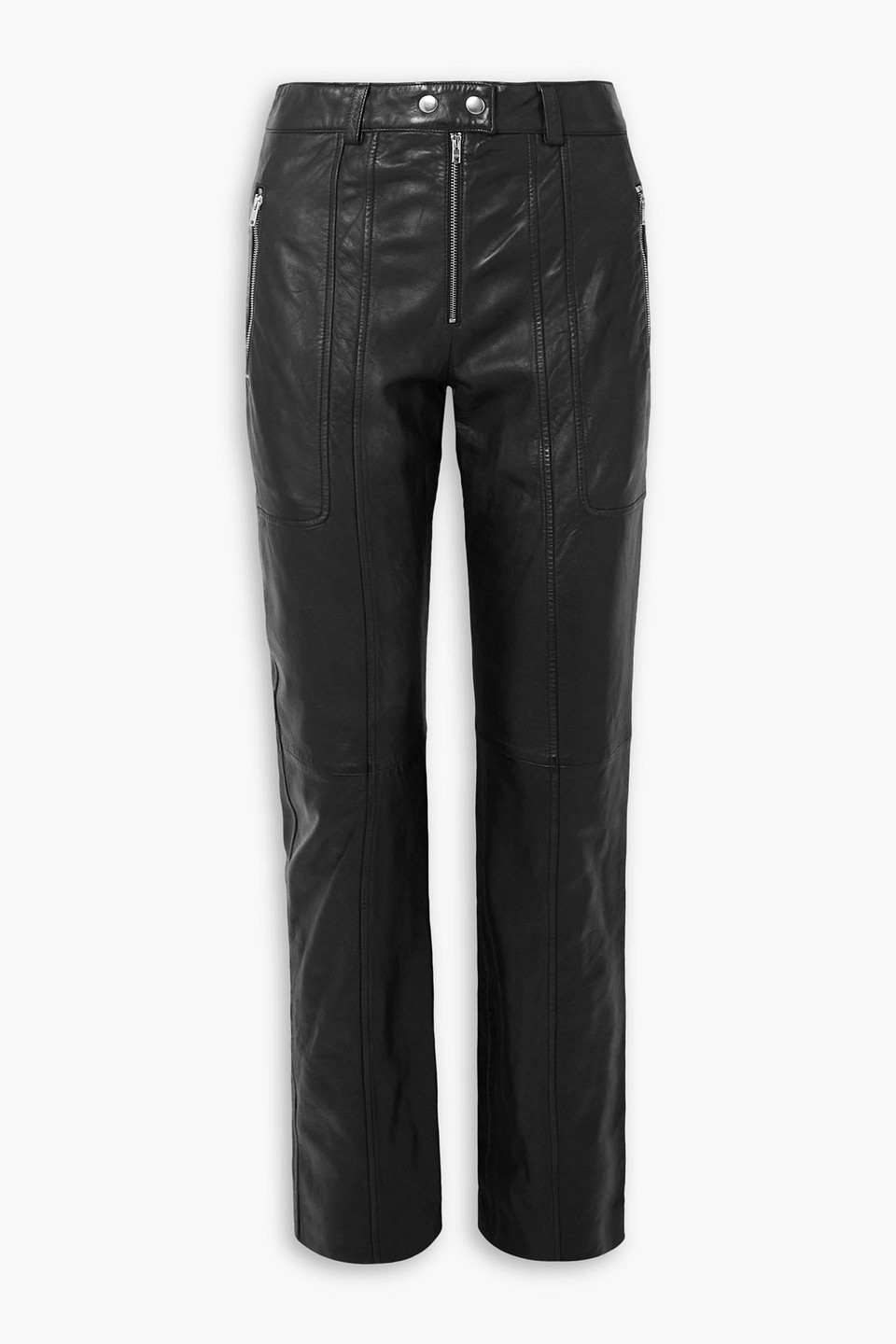Isabel Marant Anazia Paneled Leather Slim-leg Pants In Schwarz