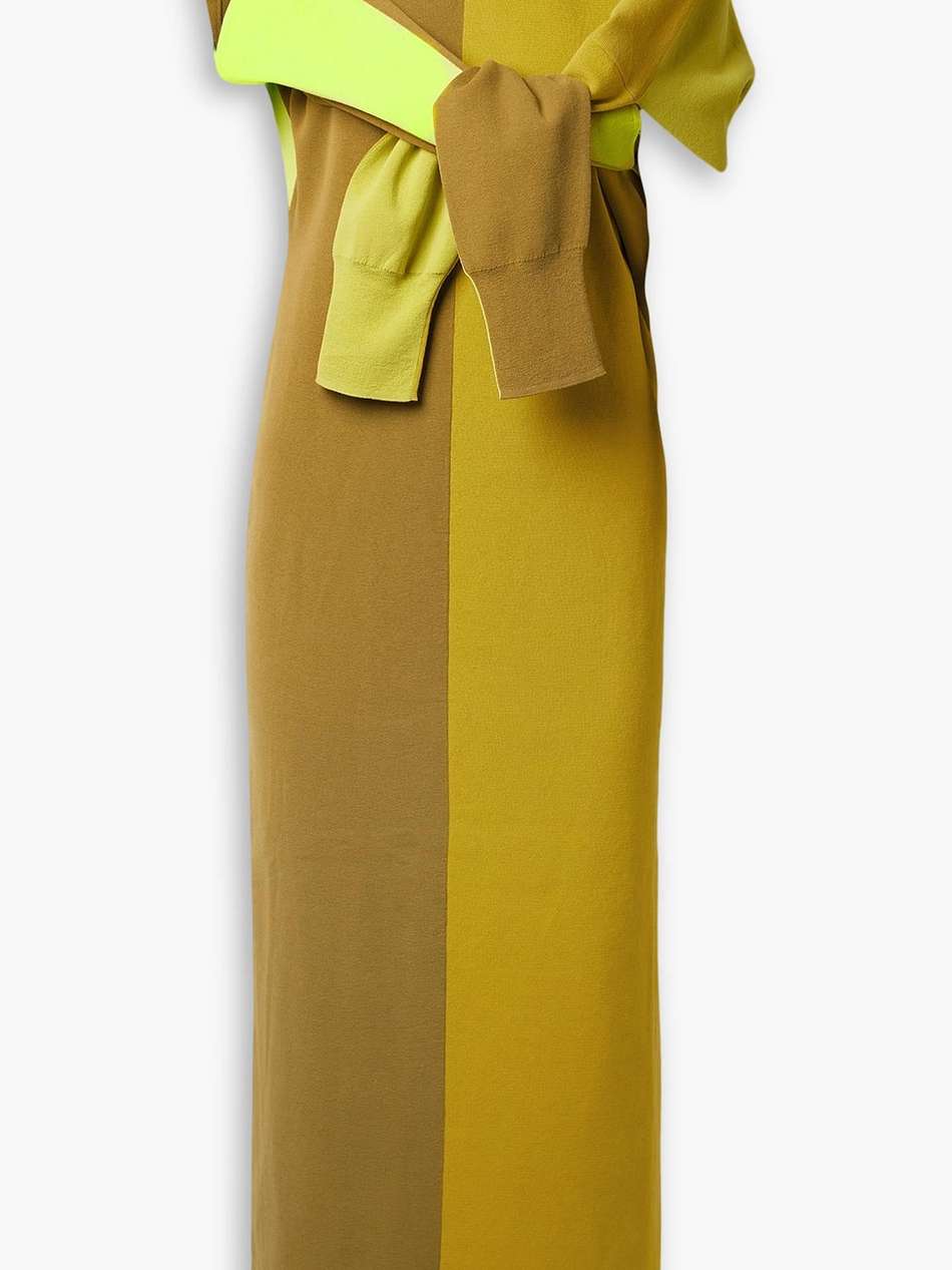 convertible color-block cotton-blend midi dress