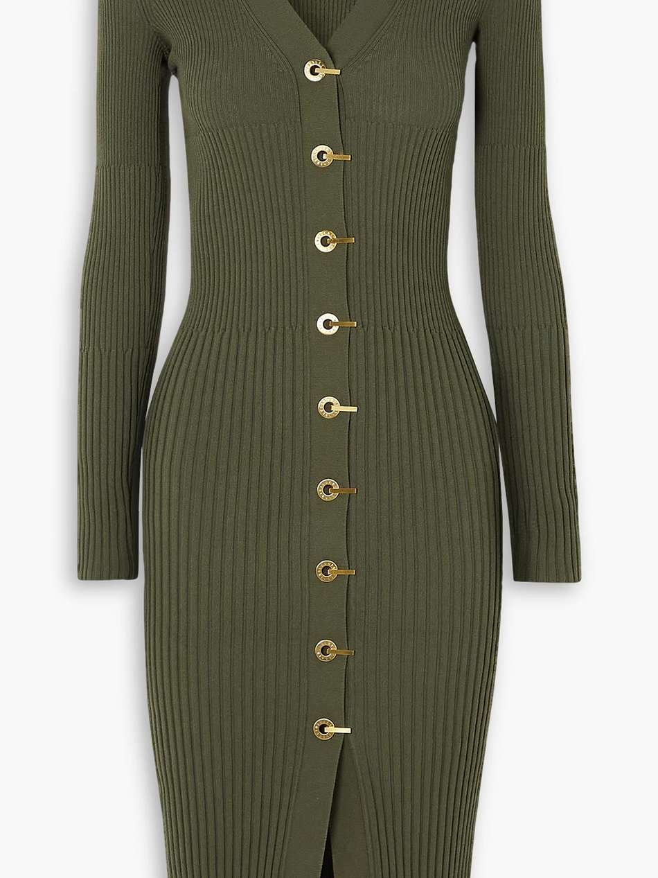 gradient ribbed cotton-blend midi dress