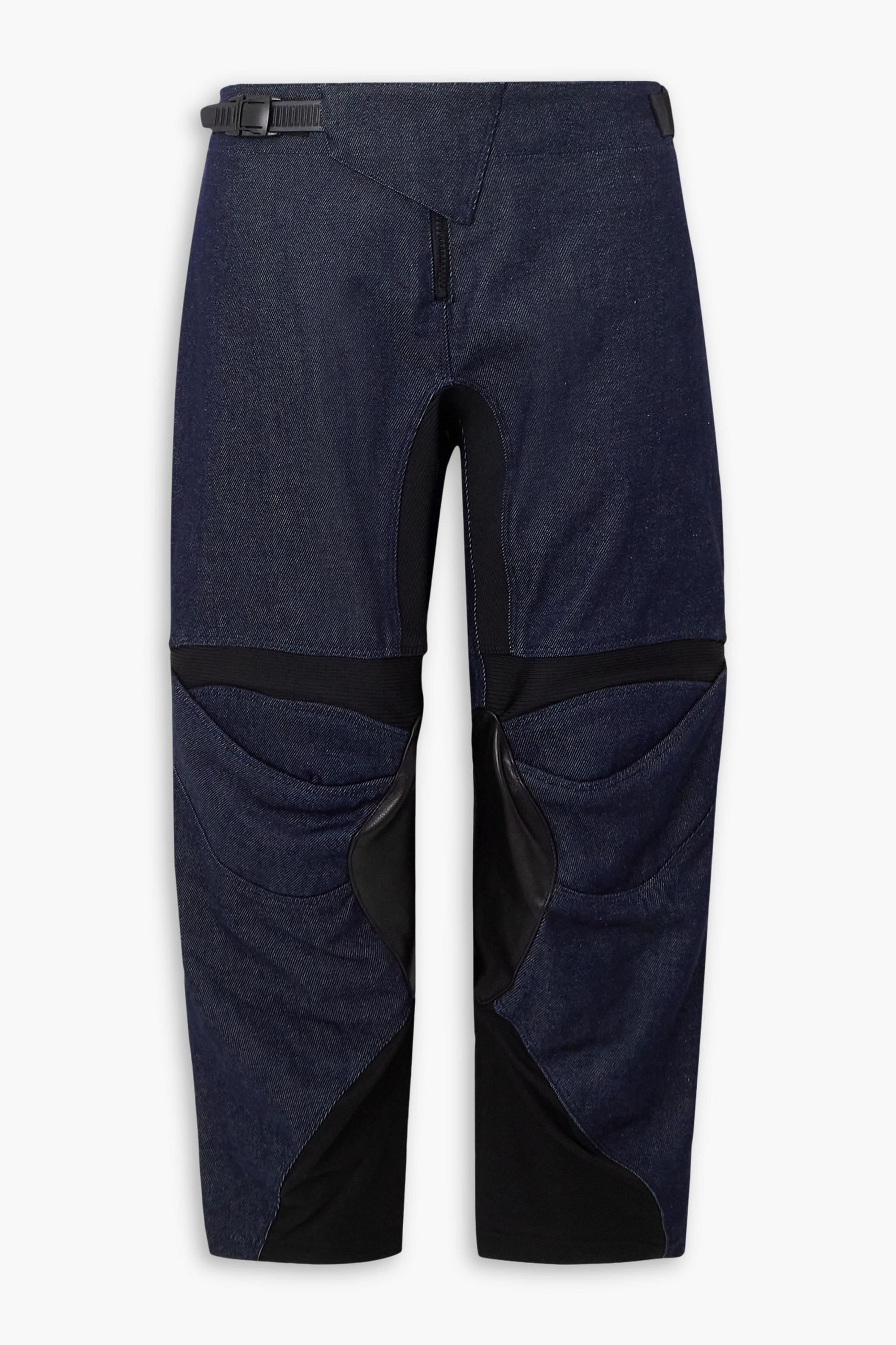 Coperni Cropped leather and jersey-trimmed mid-rise tapered jeans thumbnail