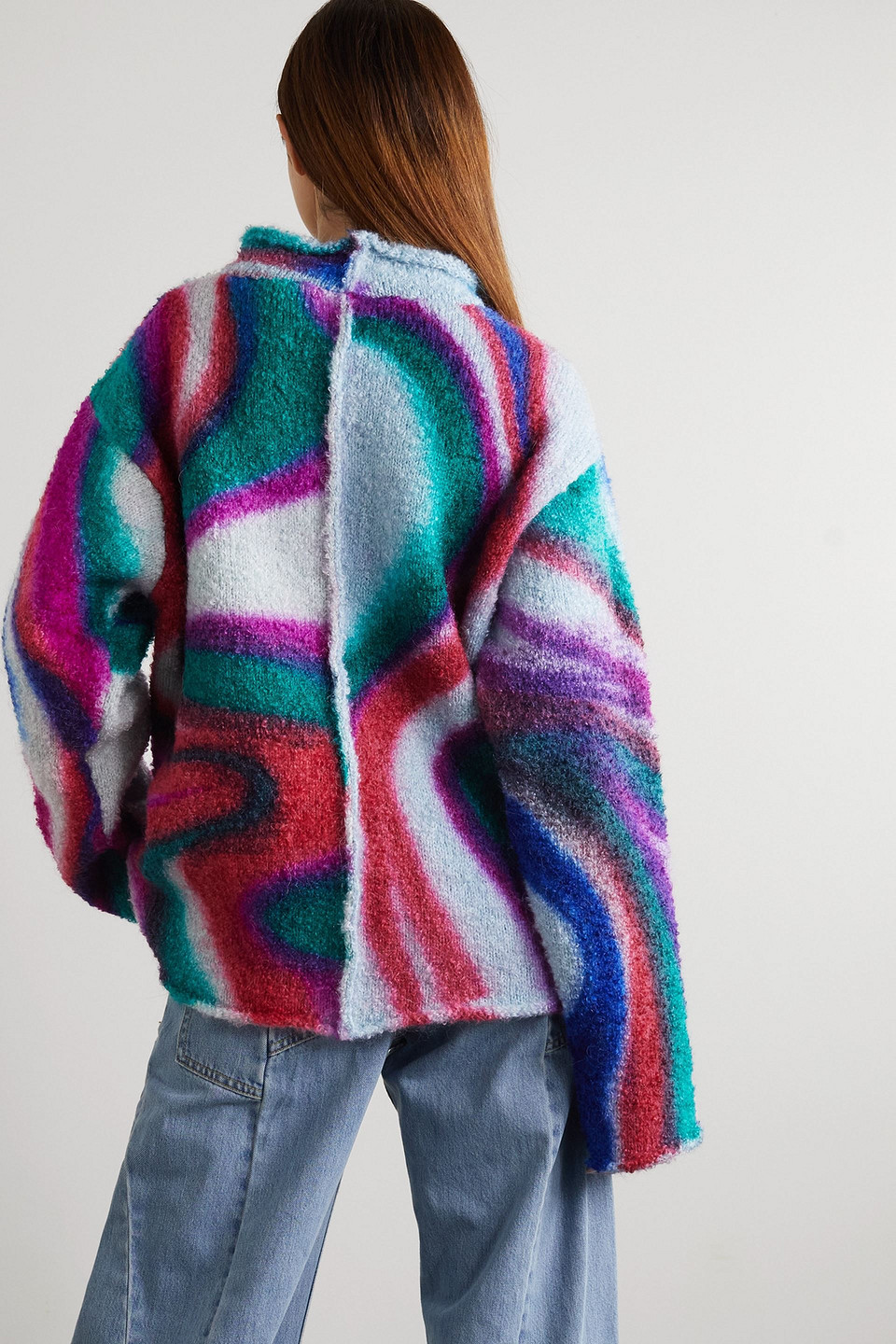 AGR PRINTED MOHAIR-BLEND BOUCLÉ SWEATER