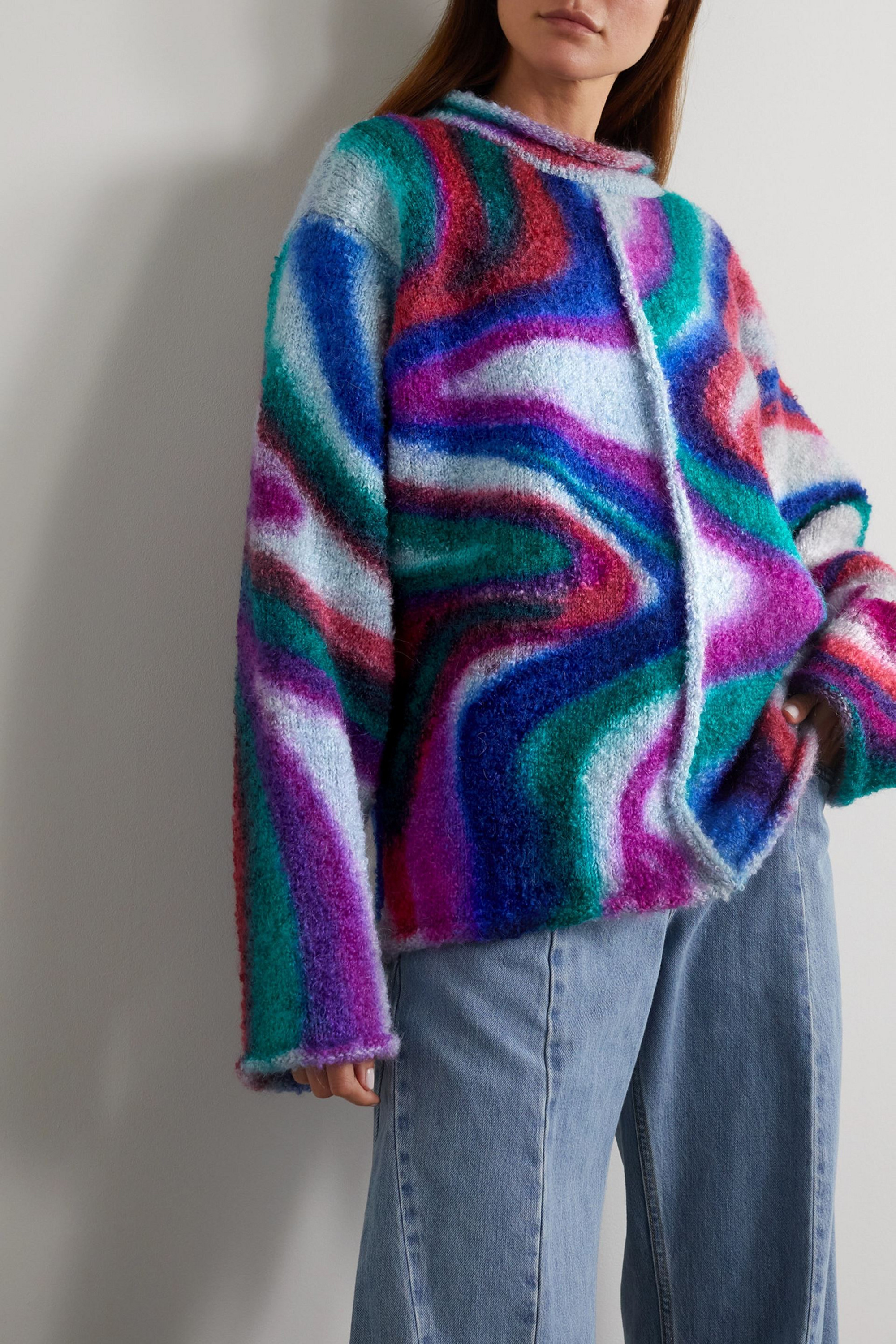 AGR Printed mohair-blend bouclé sweater