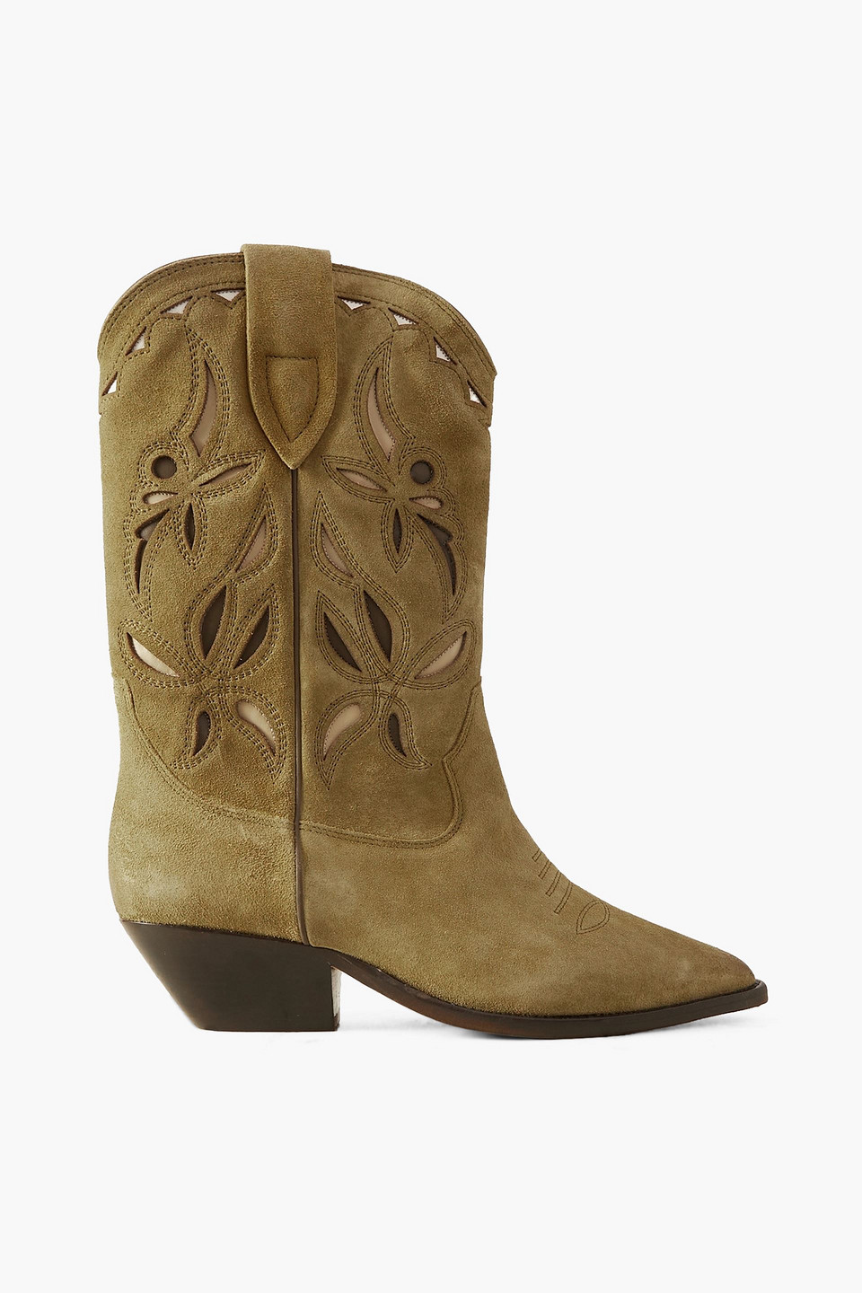 Isabel Marant Duerto Perforated Suede Western Boots In Taupe