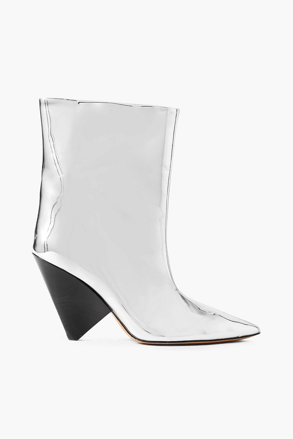 Isabel Marant Miyako Mirrored Faux Leather Ankle Boots In Silber