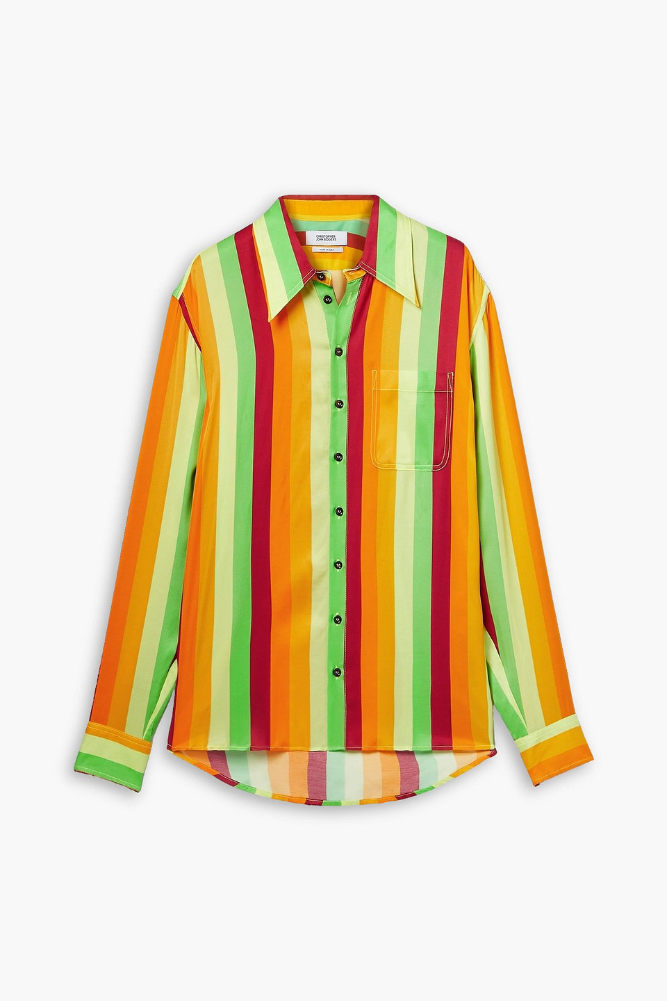 Christopher John Rogers Striped Twill Shirt In Saffron