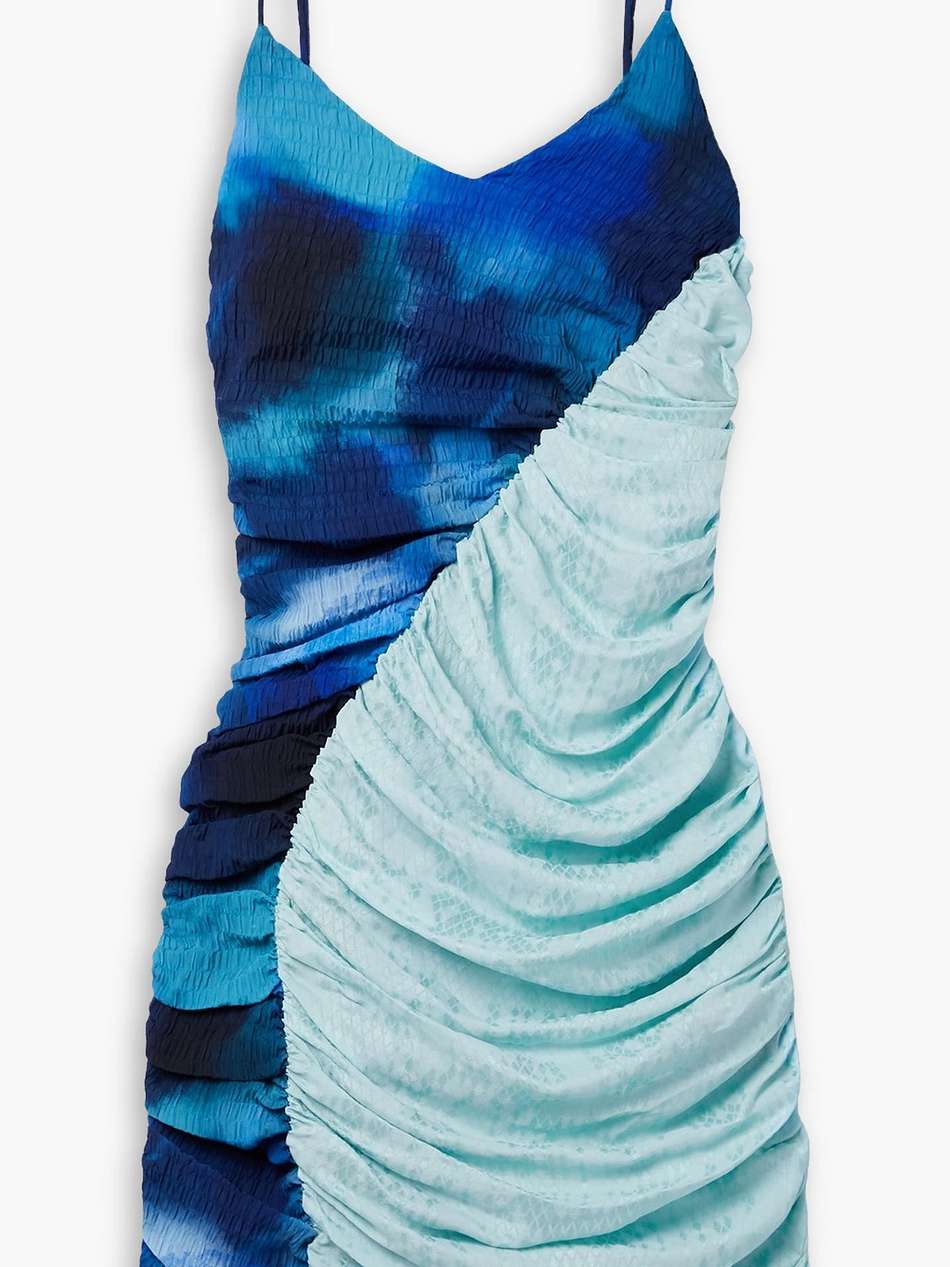 solange paneled jacquard and tie-dyed jersey mini dress