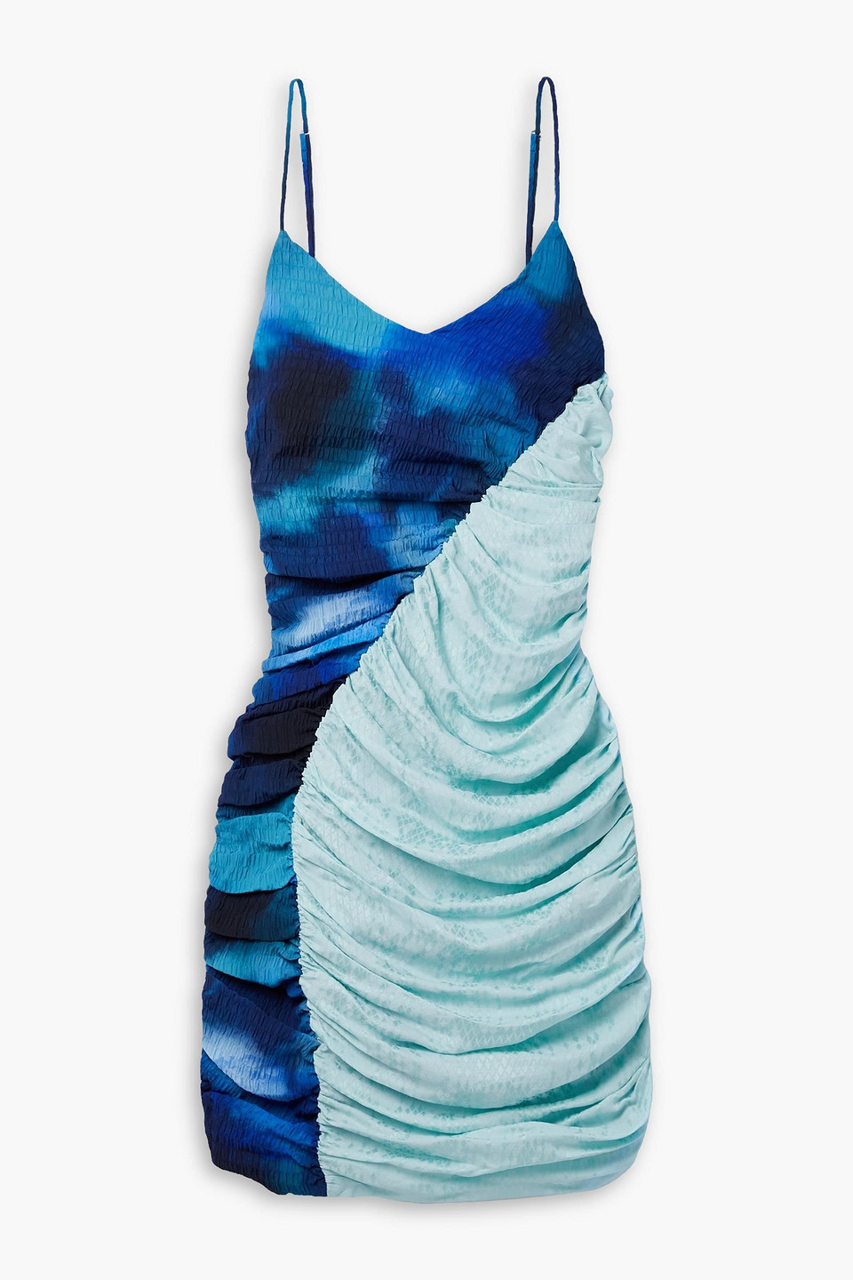 Solange paneled jacquard and tie-dyed jersey mini dress