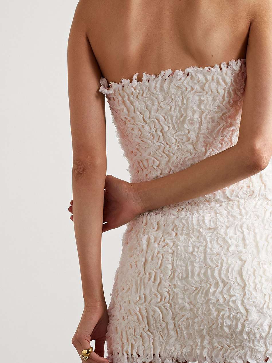 sonja strapless ruffled linen and stretch-jersey mini dress
