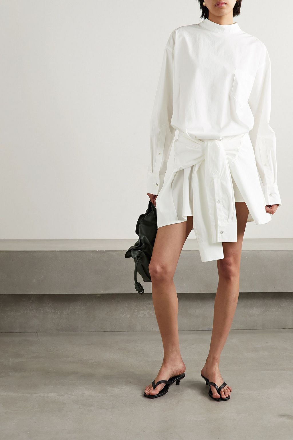 INTERIOR Caleb cotton-poplin mini shirt dress