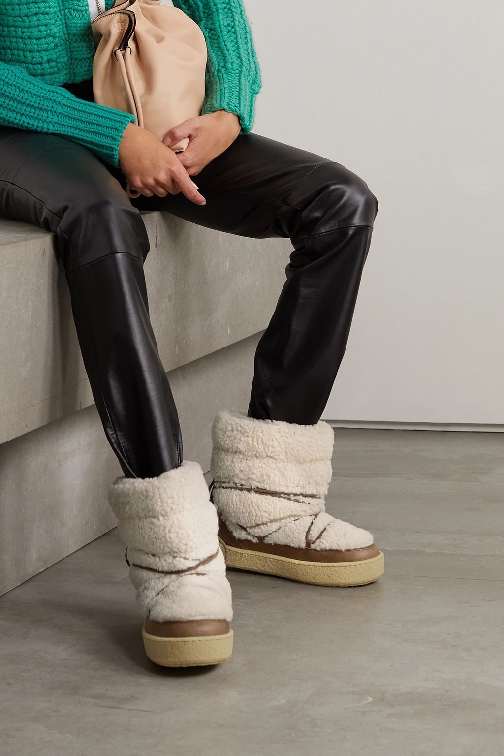 ISABEL MARANT Zimlee shearling and leather ankle boots
