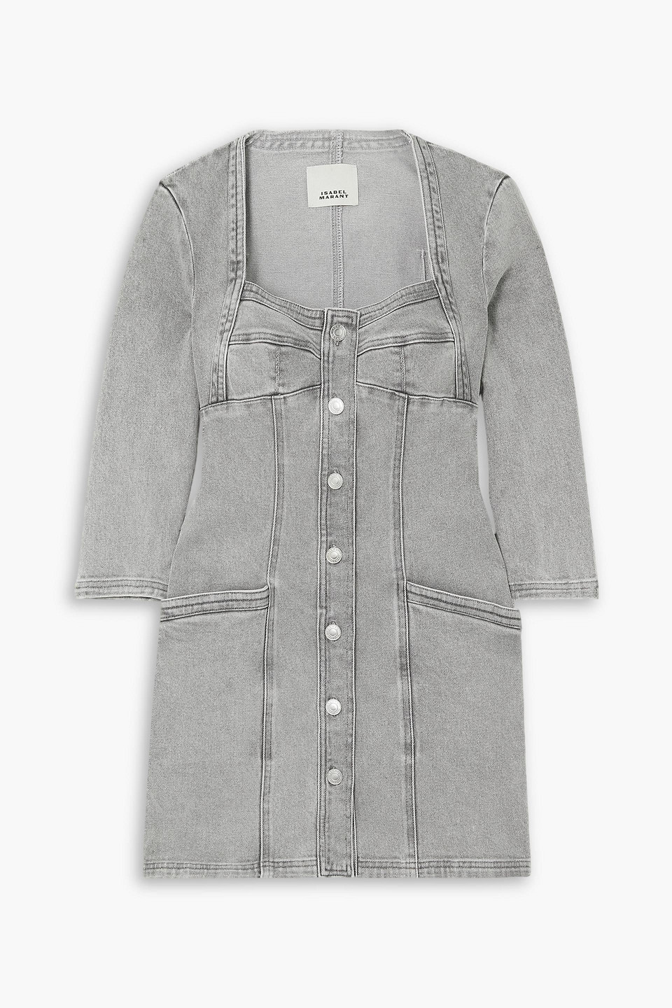 Isabel Marant Vona Denim Mini Dress In Hellgrau