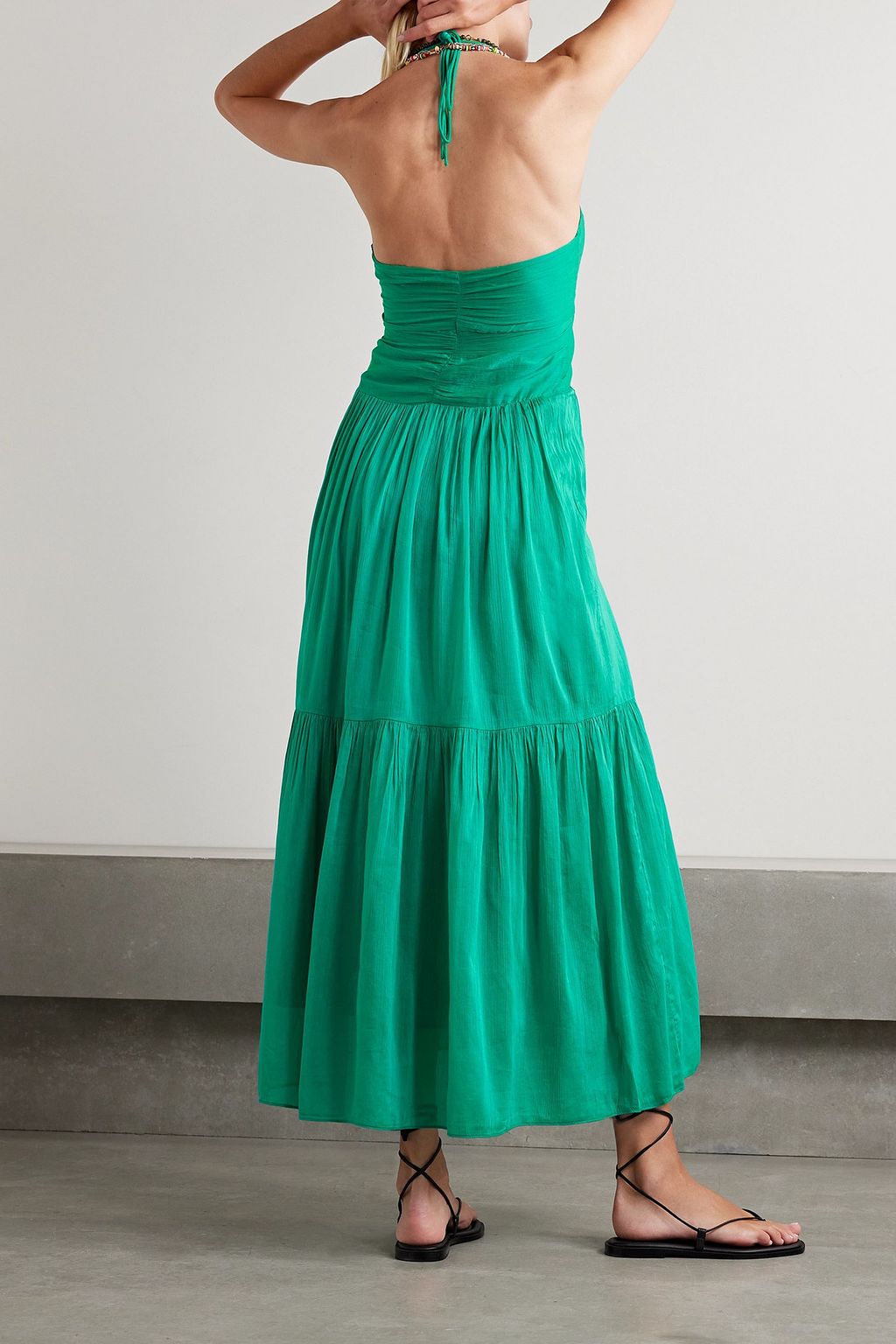 ISABEL MARANT Birona cutout cotton and silk-blend crepon halterneck maxi dress