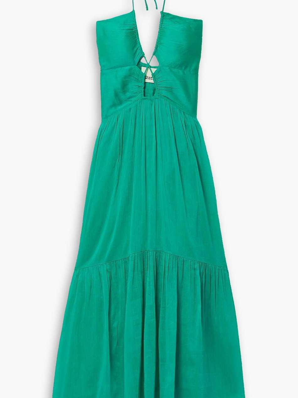 birona cutout cotton and silk-blend crepon halterneck maxi dress