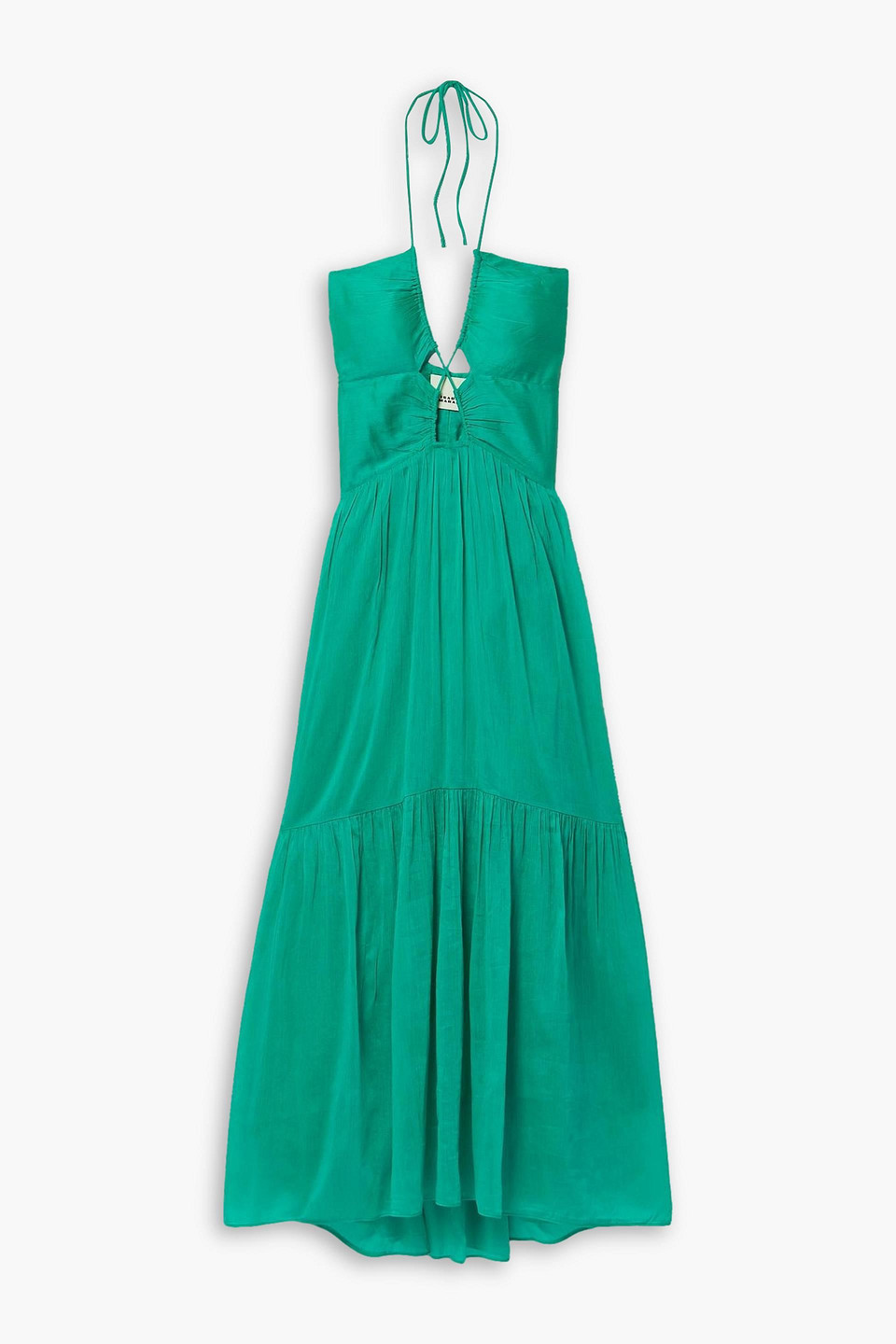 Isabel Marant Birona Cutout Cotton And Silk-blend Crepon Halterneck Maxi Dress In Jade