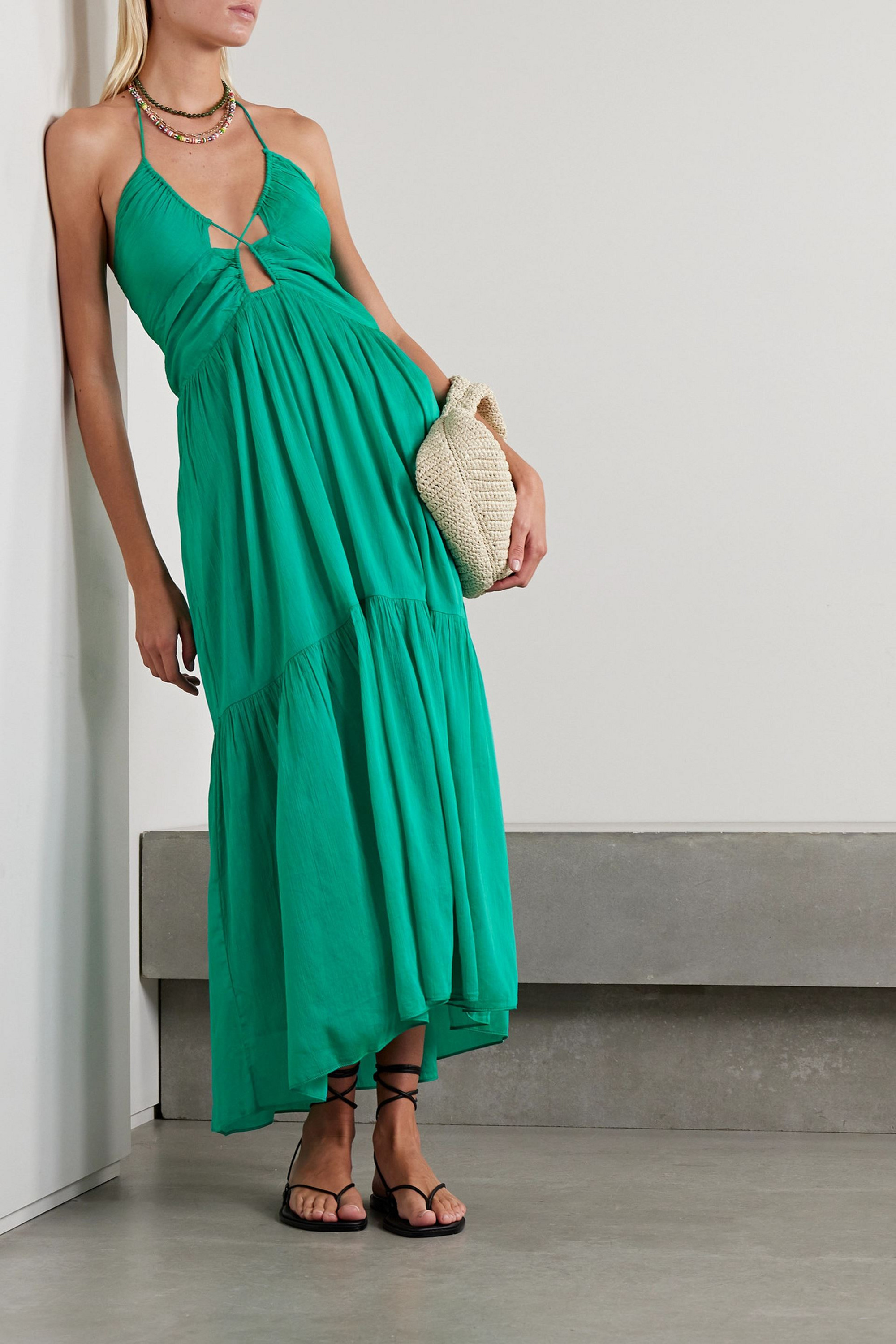 Isabel Marant Birona cutout cotton and silk-blend crepon halterneck maxi dress