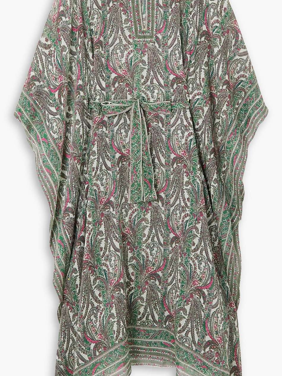 bagadhi belted paisley-print cotton and silk-blend crepon coverup