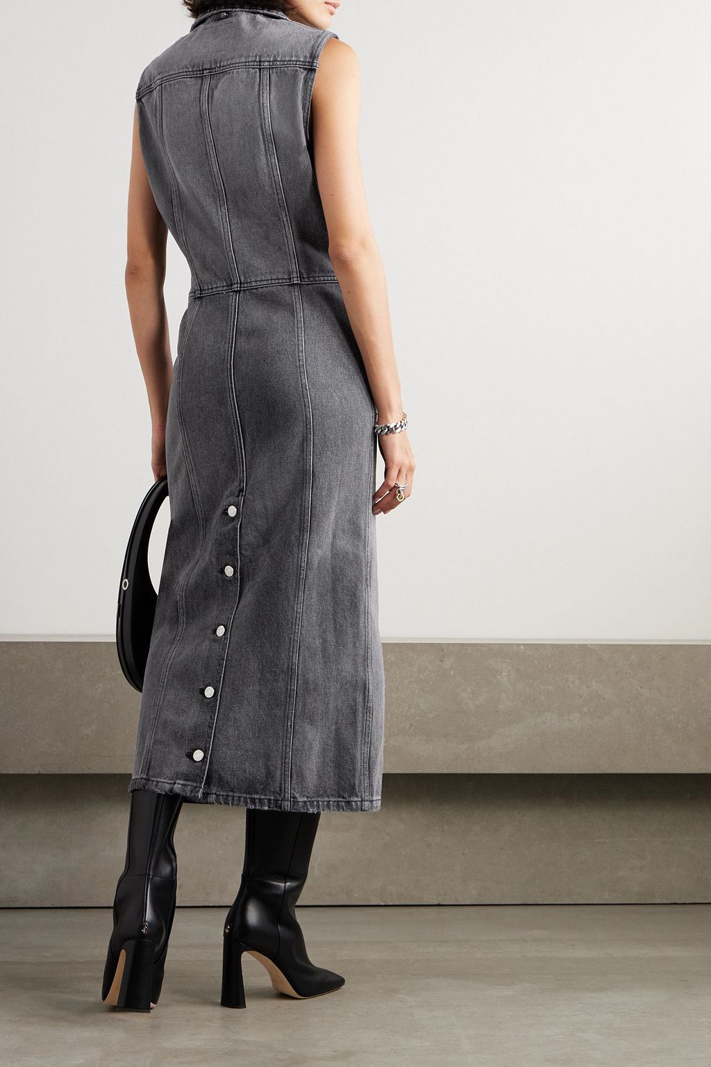 COURRÈGES Embroidered denim midi dress
