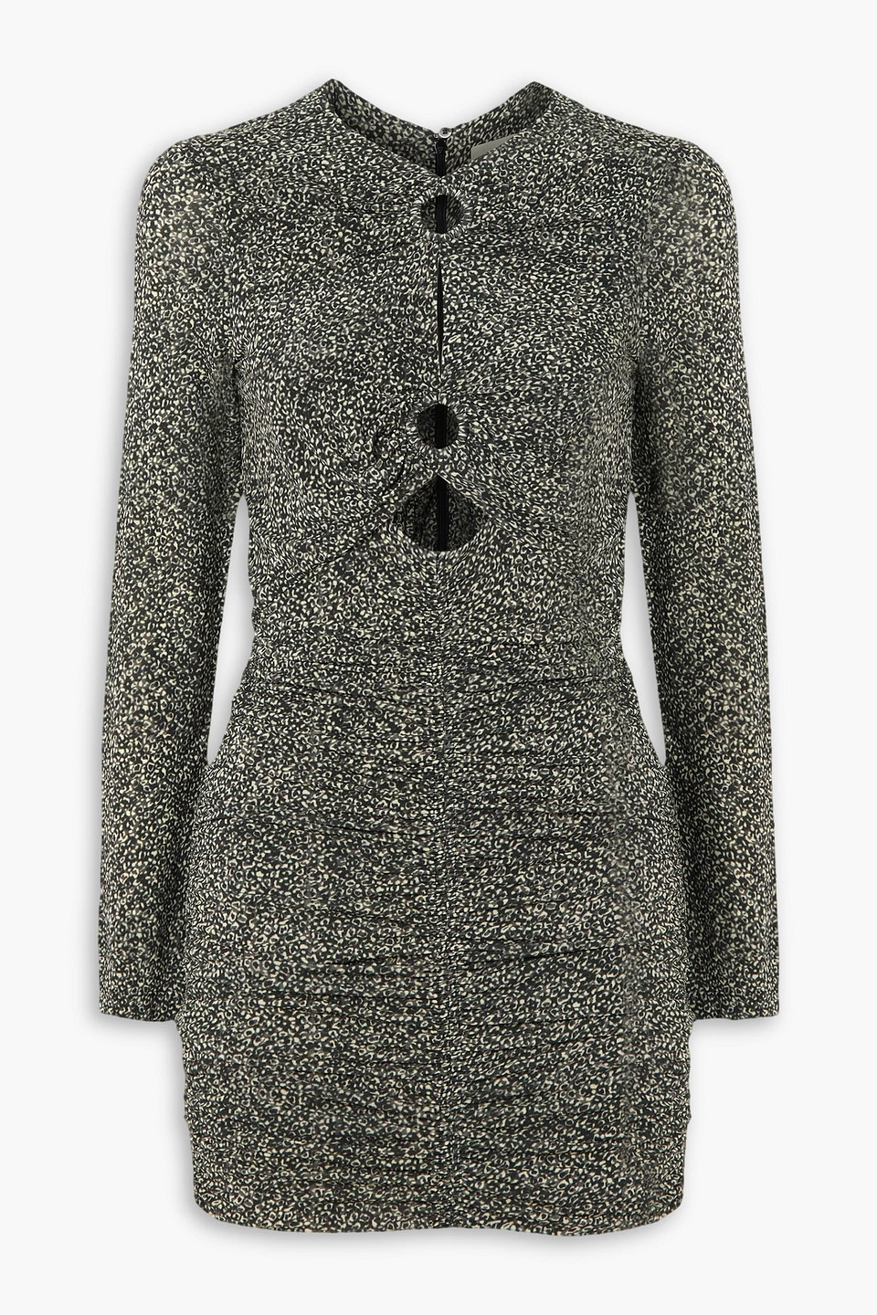 Isabel Marant Jana Cutout Ruched Printed Stretch-jersey Mini Dress In Schwarz